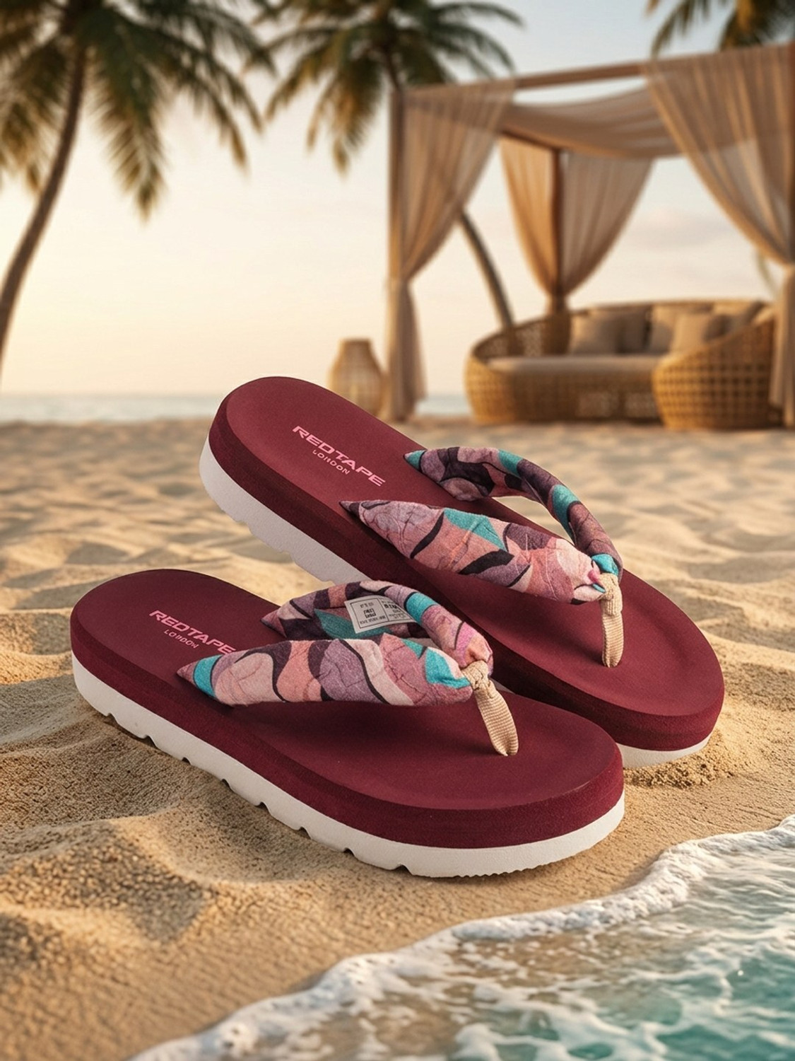 Image of RED TAPE Women Flip Flops (Maroon, 8)