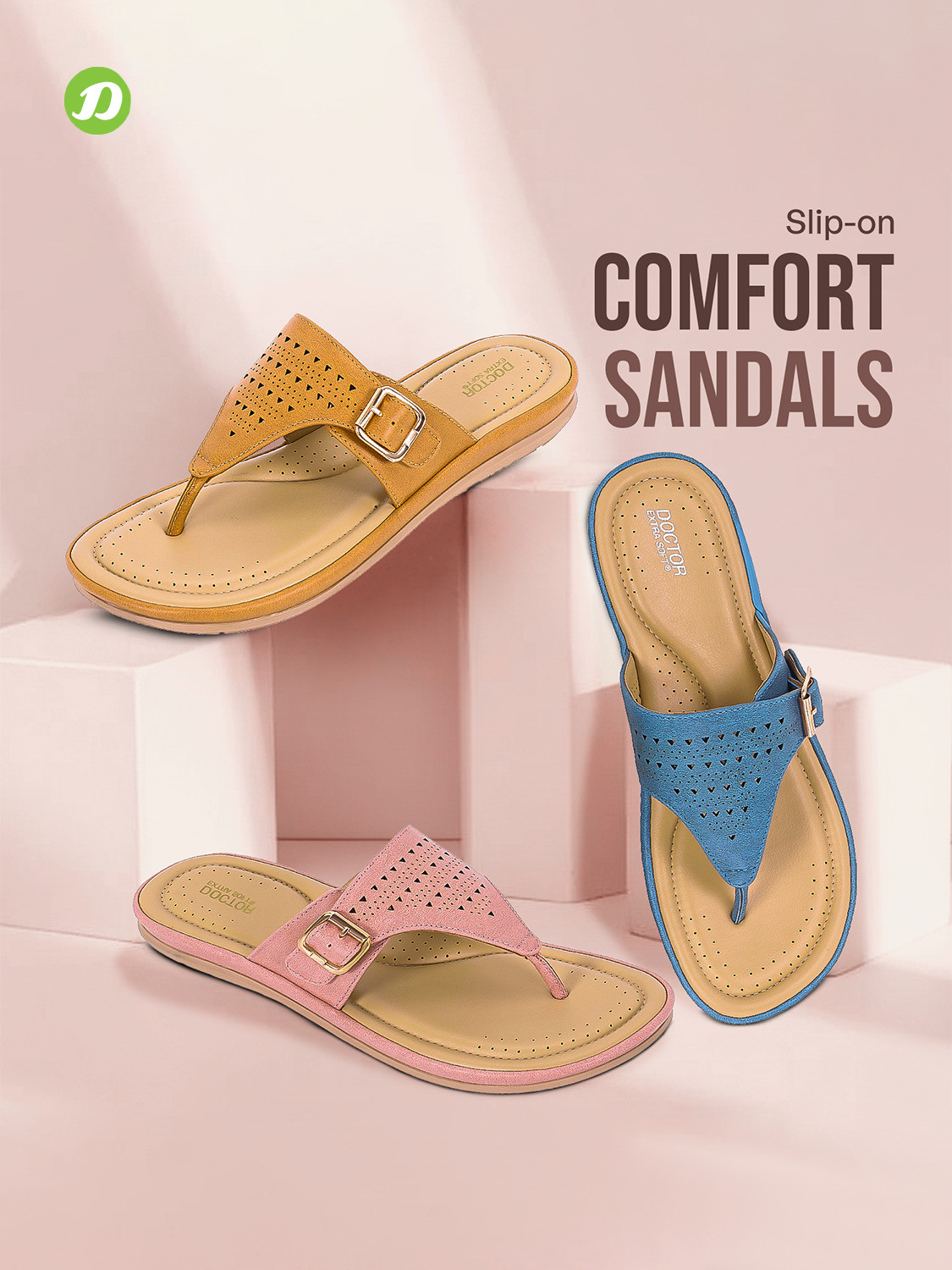 Image of DOCTOR EXTRA SOFT Women Flat Memory Foam Slippers /FlipFlops Comfortable Sandals Adjustable Strap Slippers