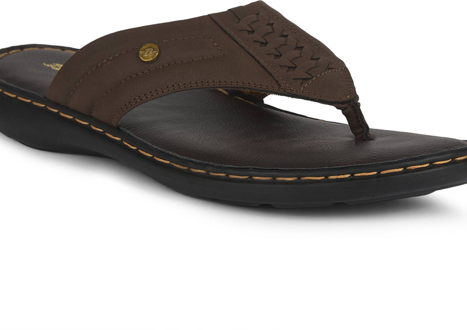 Bata Men Brown Slippers - Image 5