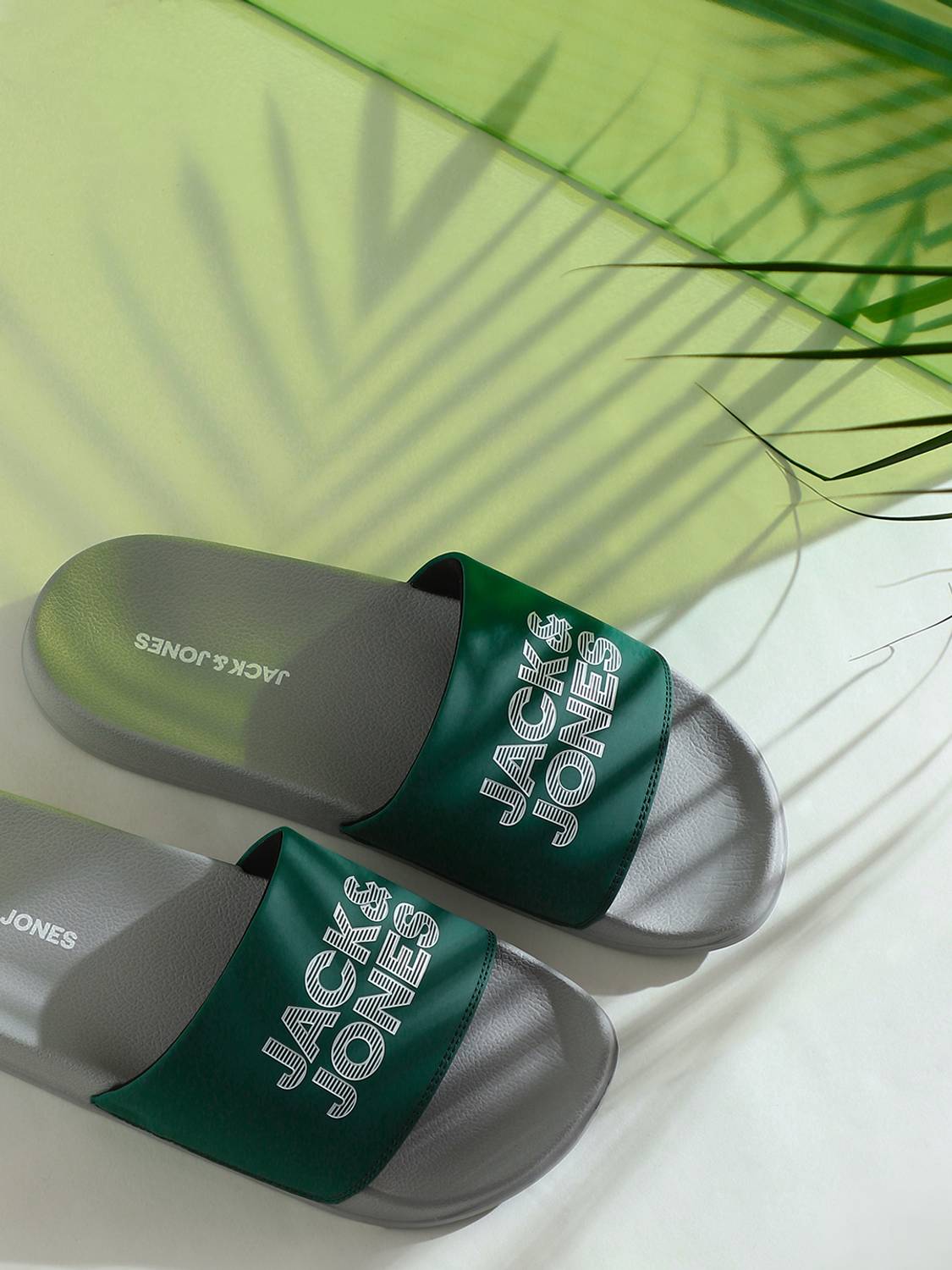 JACK & JONES Men Green Slides - Image 1