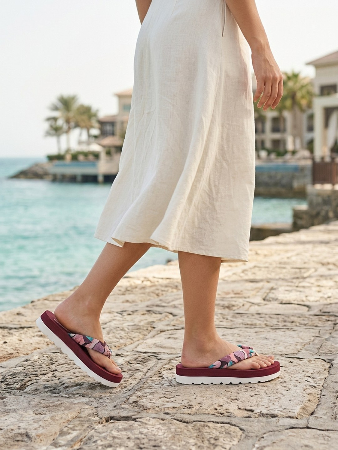 Image of RED TAPE Women Flip Flops (Maroon, 8)