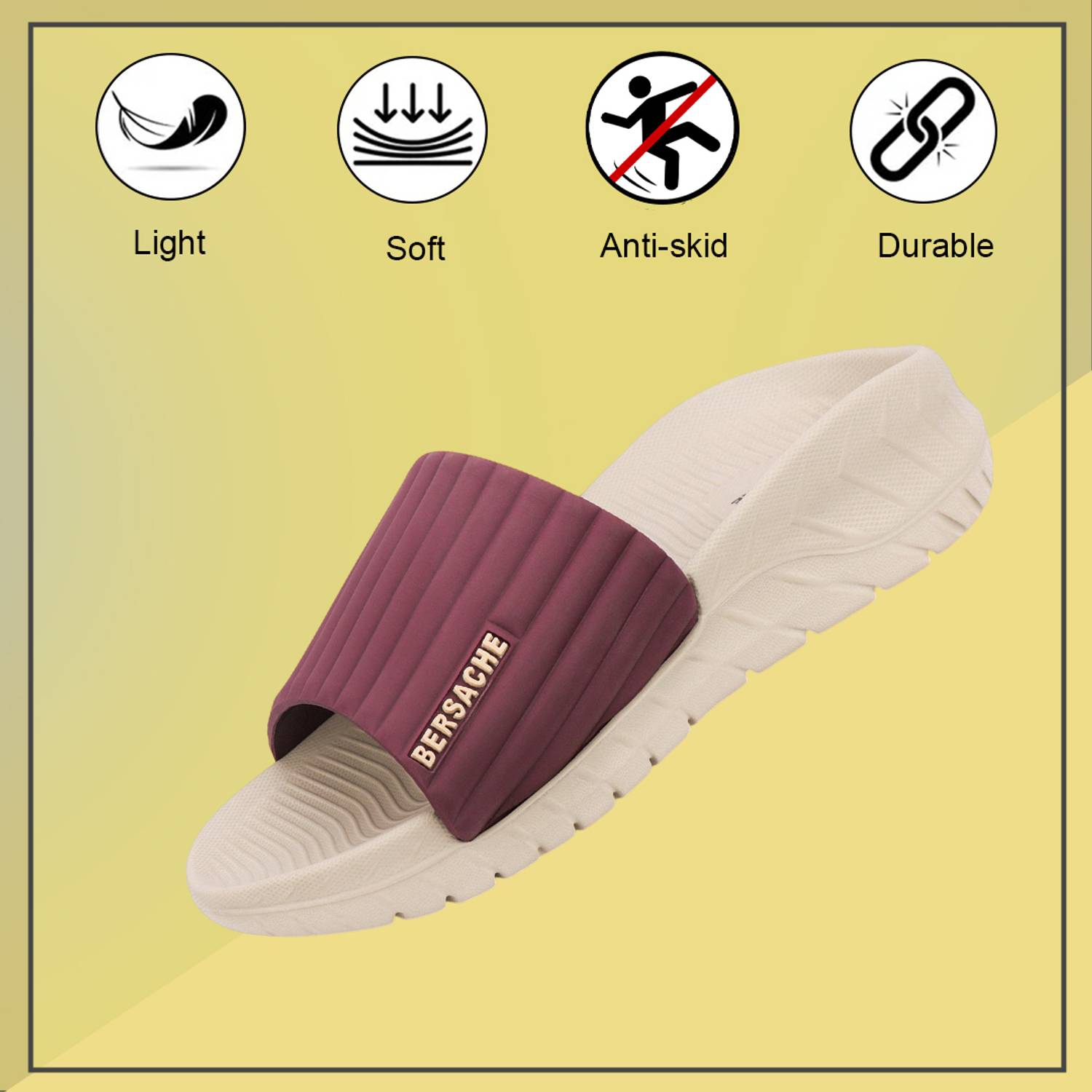 BERSACHE Men Beige Flip Flops - Image 4