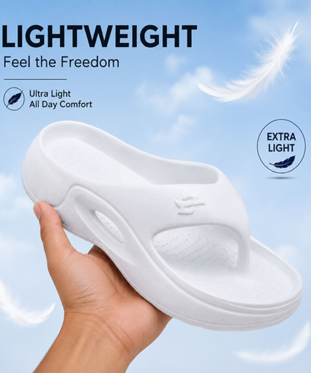Image of Footwin Men Flip Flops (White, 9)