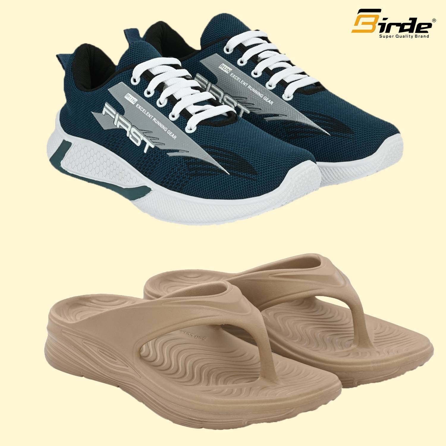 Birde Men Combo Pack of 2 Flip Flops