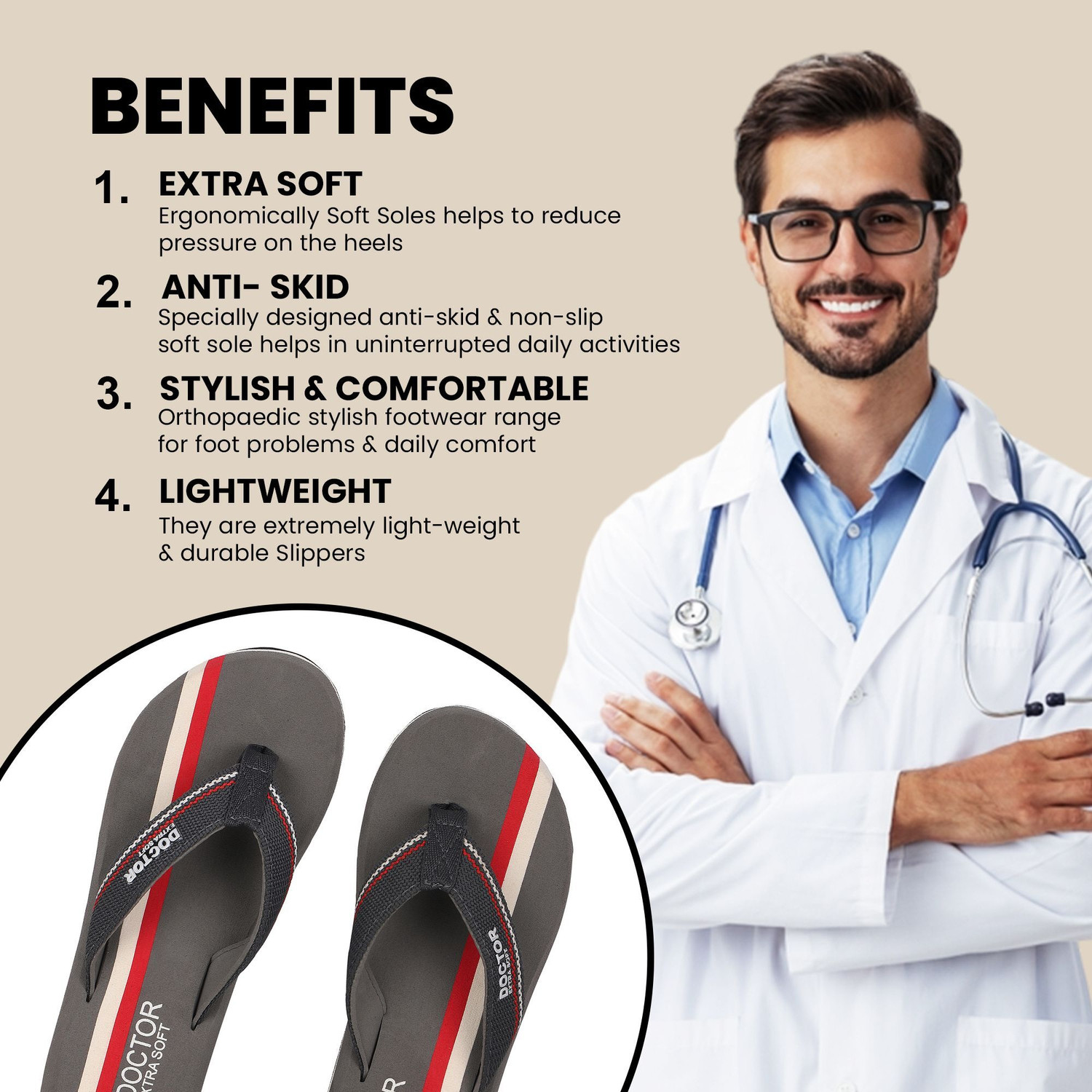 Image of DOCTOR EXTRA SOFT Men House Slipper| Lightweight Durable | Super Soft Comfortable for Men's D-33 Slippers