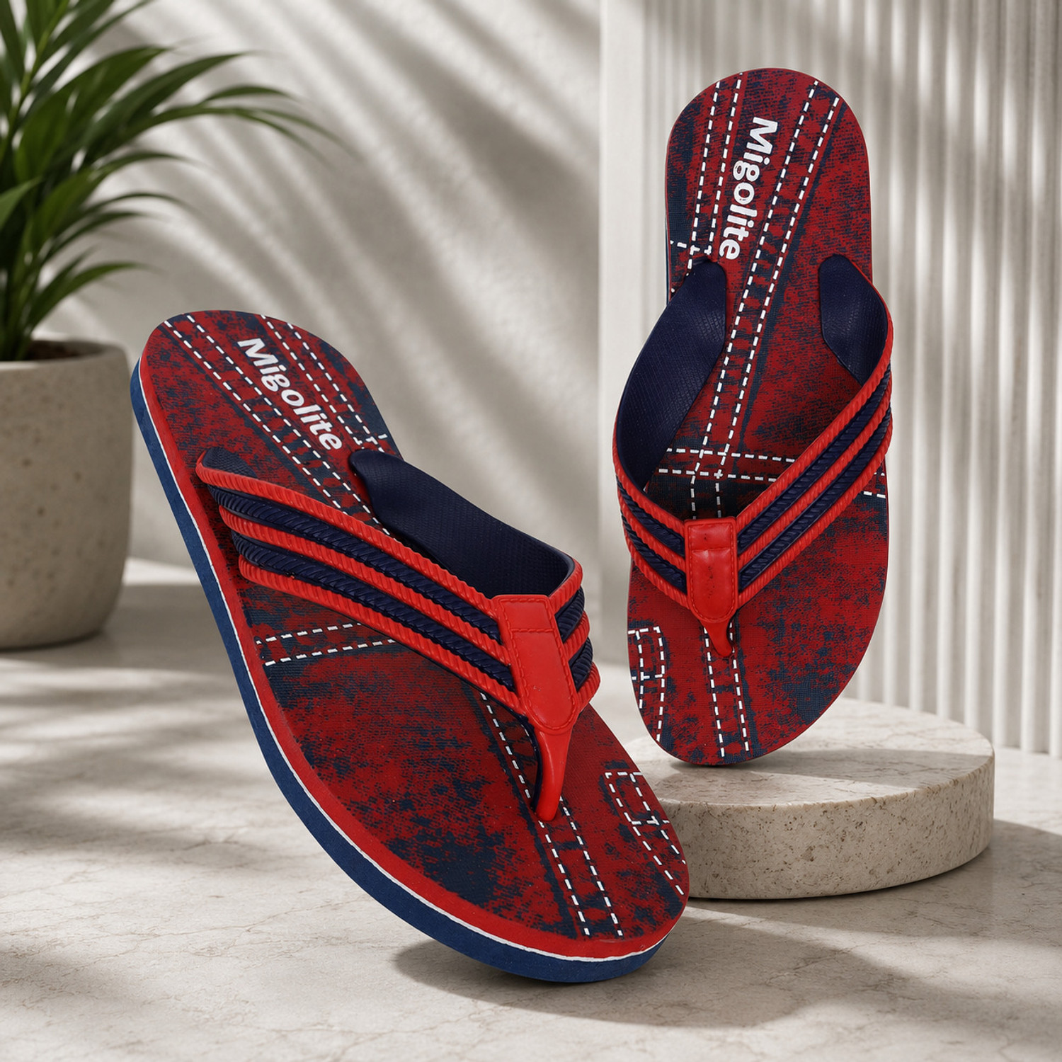 Image of MIGOLITE Men Migolite Mens Denim Print with Stylish Straps � Comfort Wear EVA Flip Flops