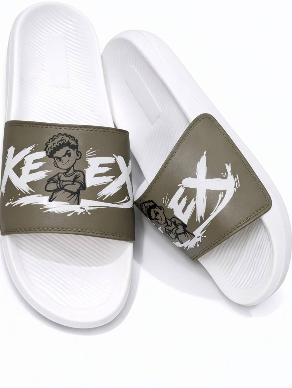 keex Men White Slides - Image 1