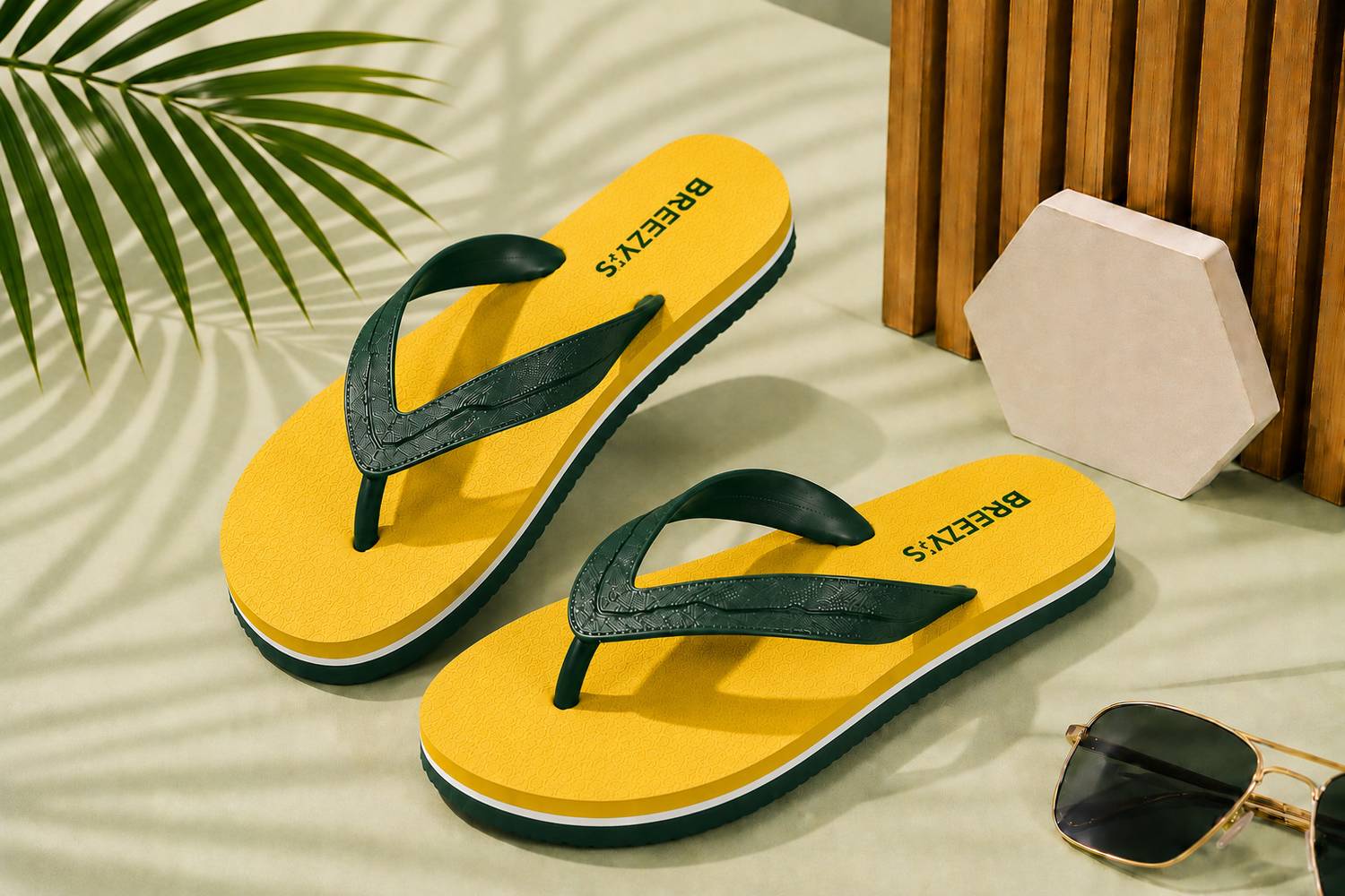 BreeZy Men Yellow Flip Flops - Image 1