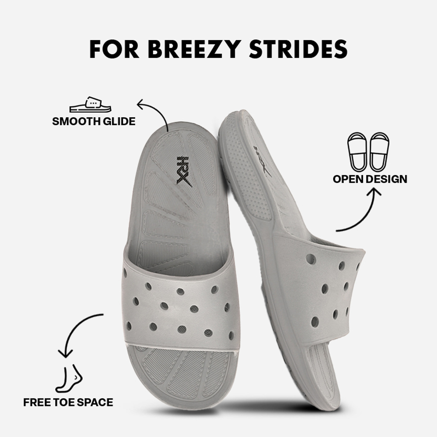 Image of HRX by Hrithik Roshan Men Ultra-Lightweight & Flexible EVA Slip-On for All-Day Comfort Slides