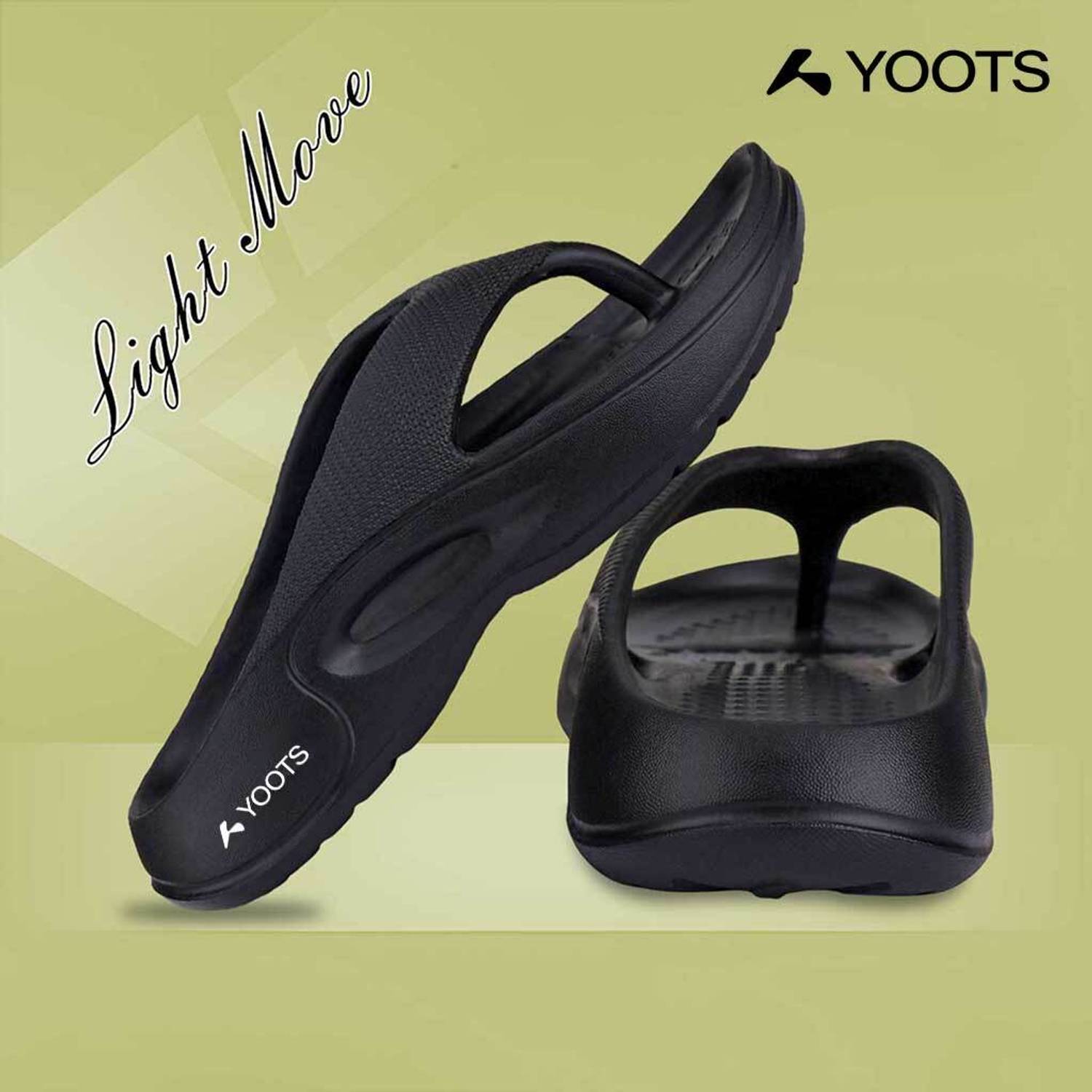 Yoots Men Black Flip Flops - Image 1