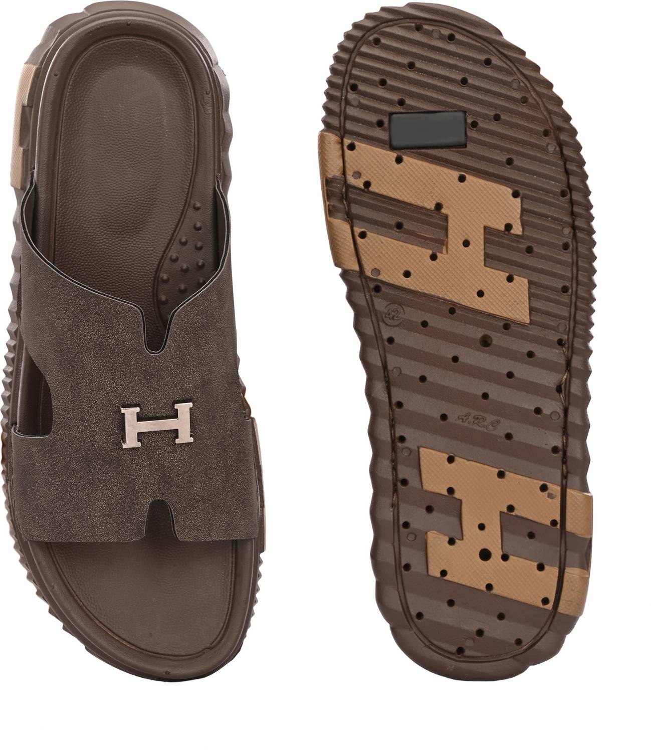 Layasa Men Brown Slides - Image 5