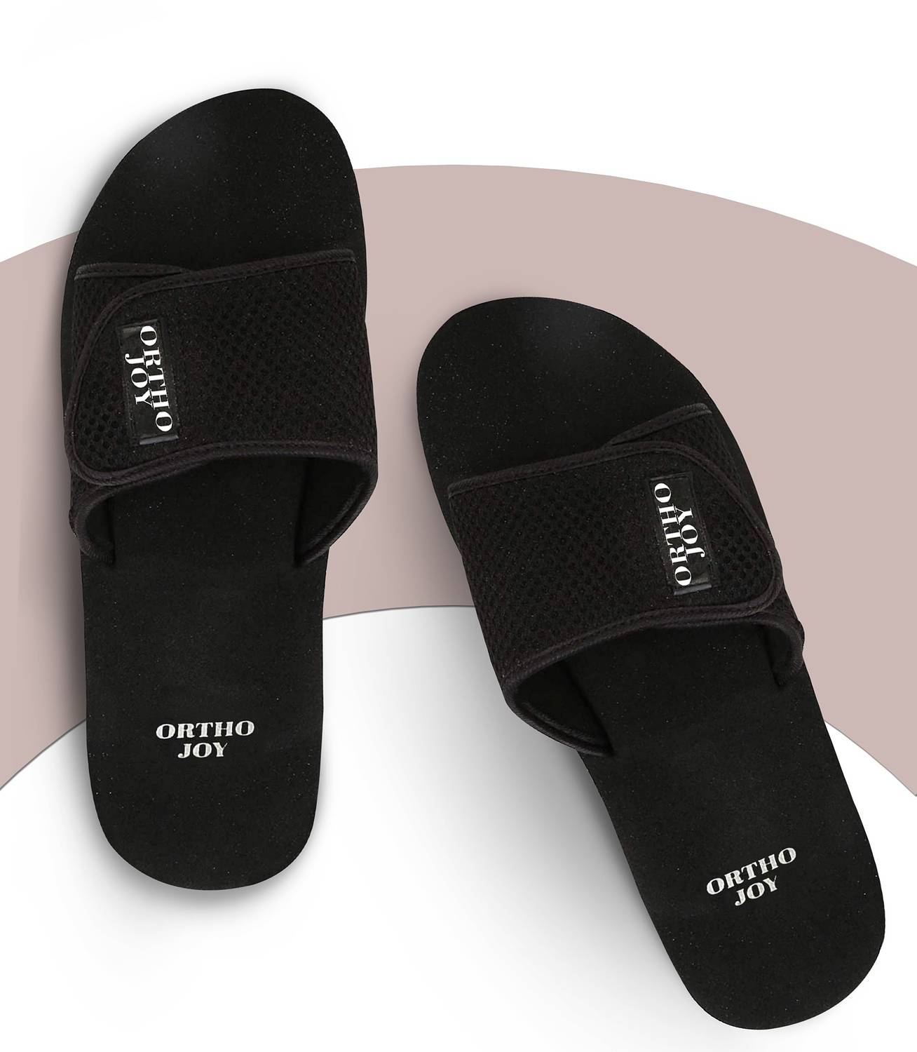 ORTHO JOY Men's Doctor Ortho Slippers - Black - Image 1