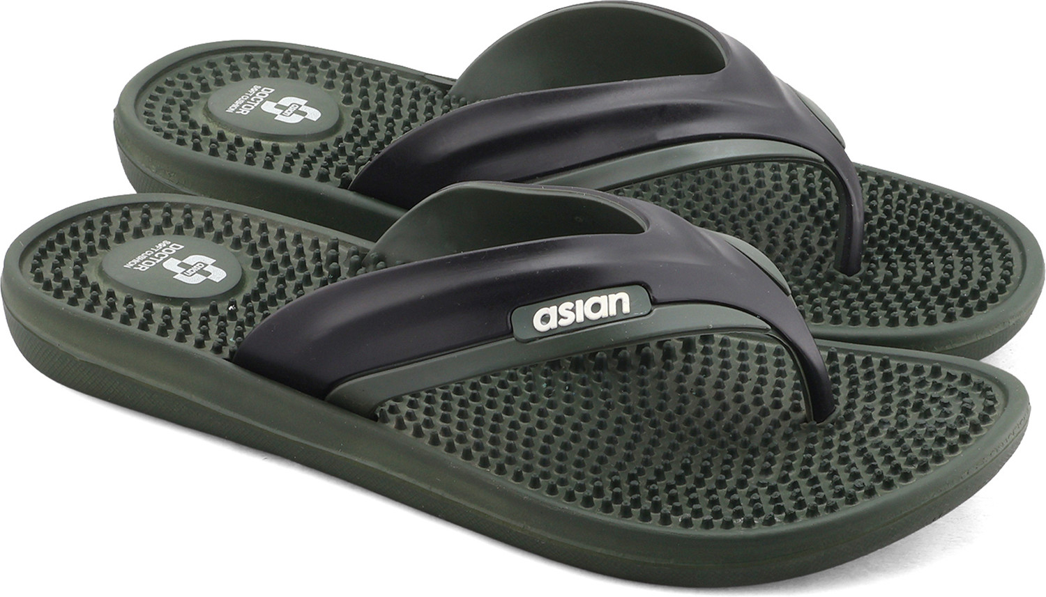 Image of asian Men Flip Flops (Olive, Black, 6)