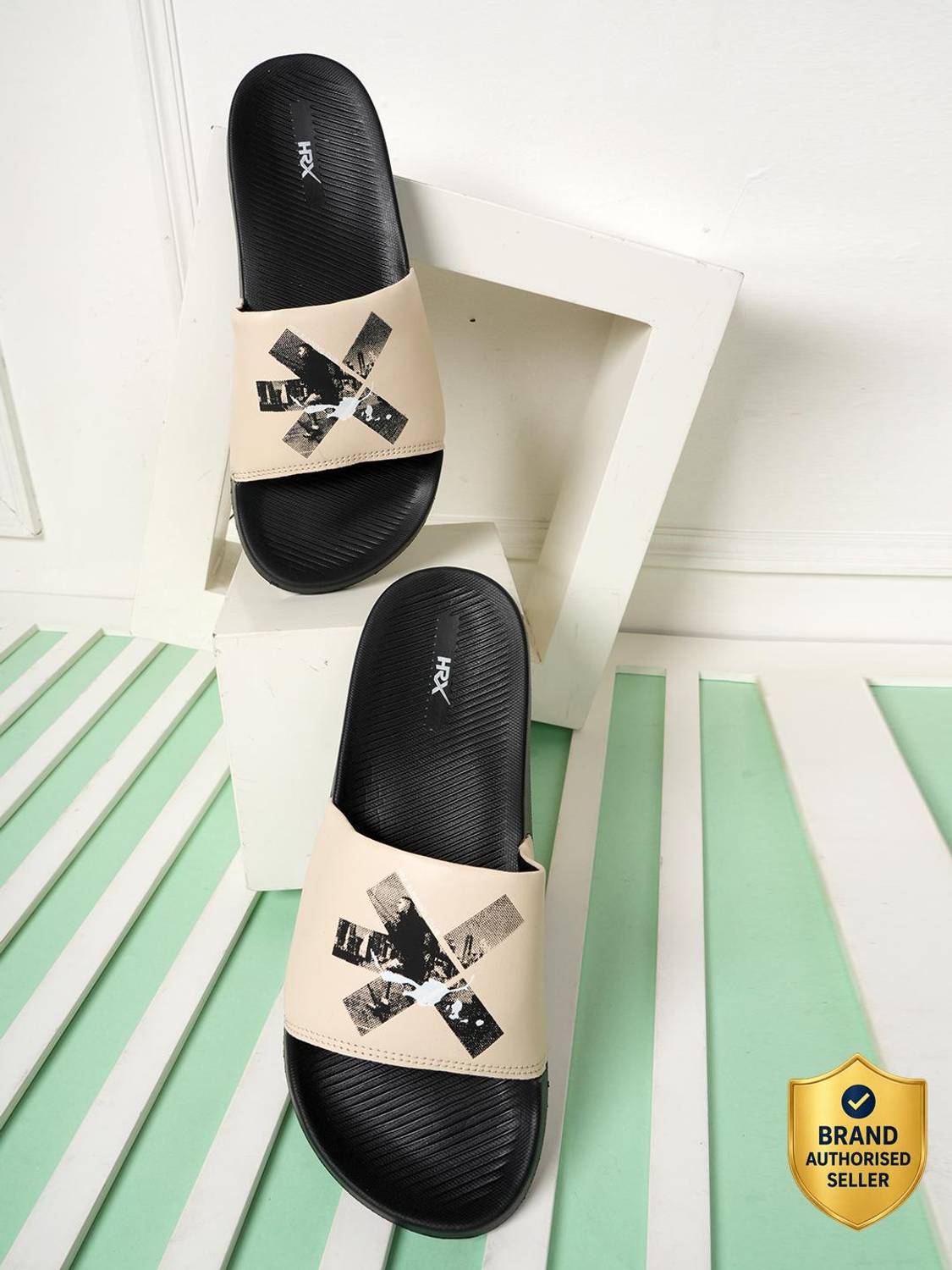 HRX by Hrithik Roshan Unisex Slides Black - Image 1
