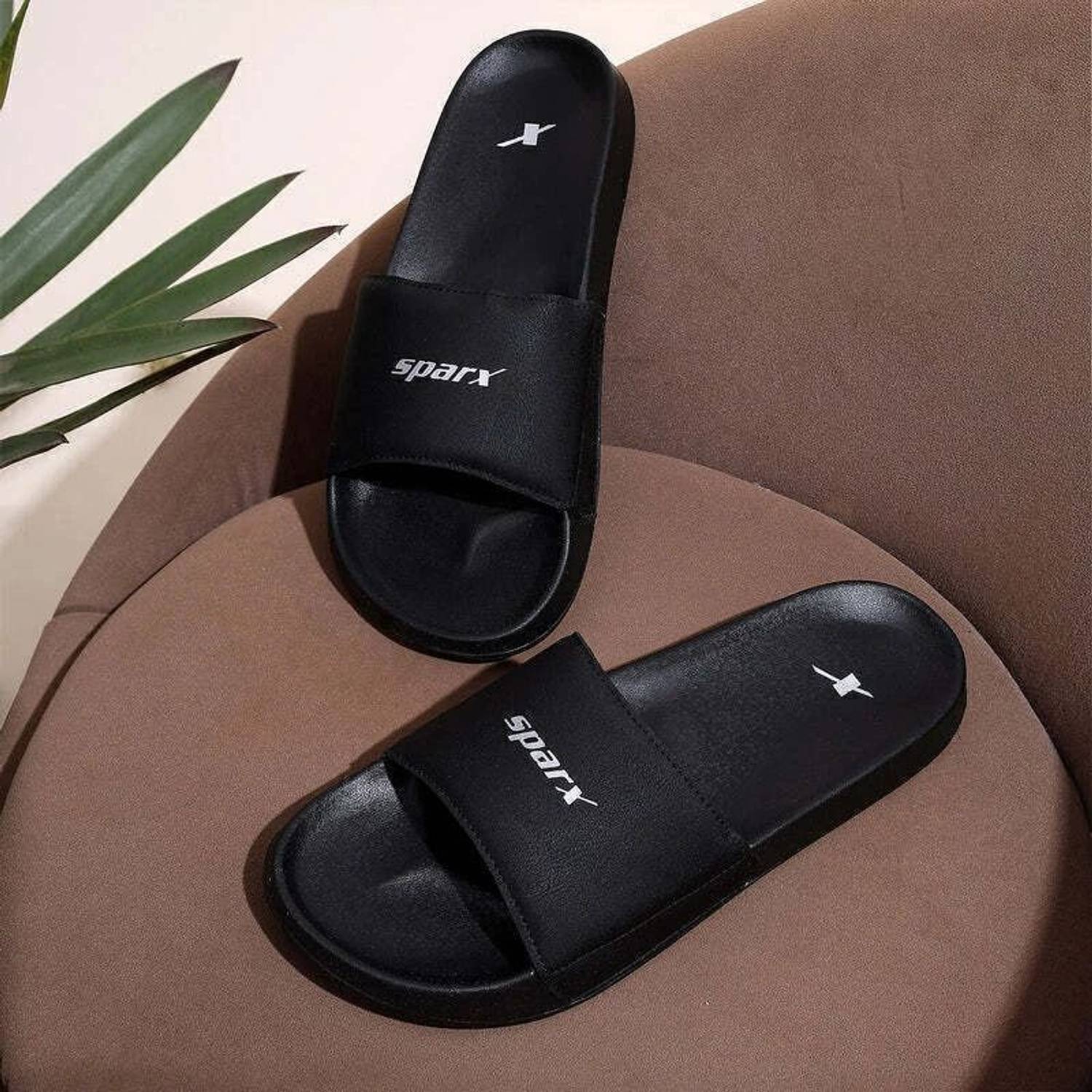 Sparx Men Black Slides - Image 1