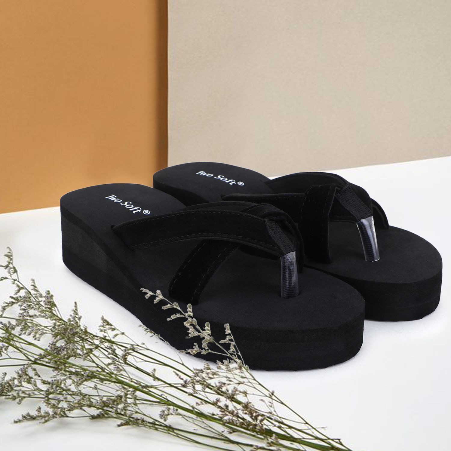 Image of TWO SOFT Women Stylish Women Slippers Lightweight Comfort Fancy Flip Flops For women& Girls Flip Flops