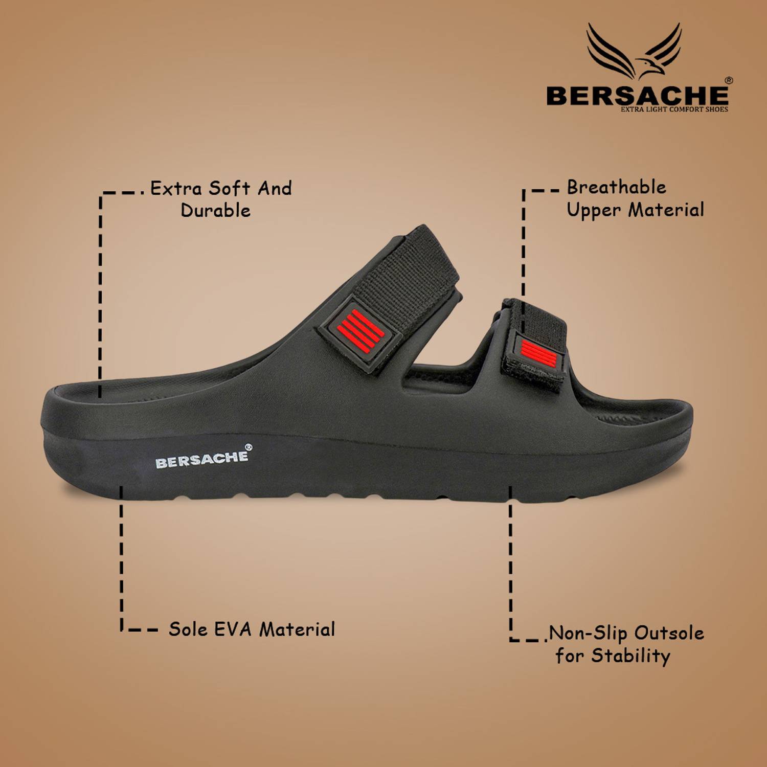 BERSACHE Men Slides Black - Image 5