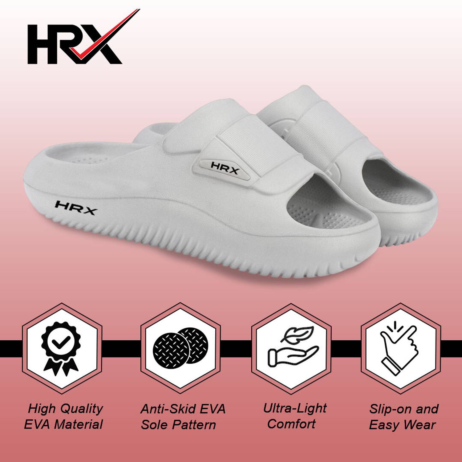 HRX by Hrithik Roshan Men Gray Slippers - Image 3