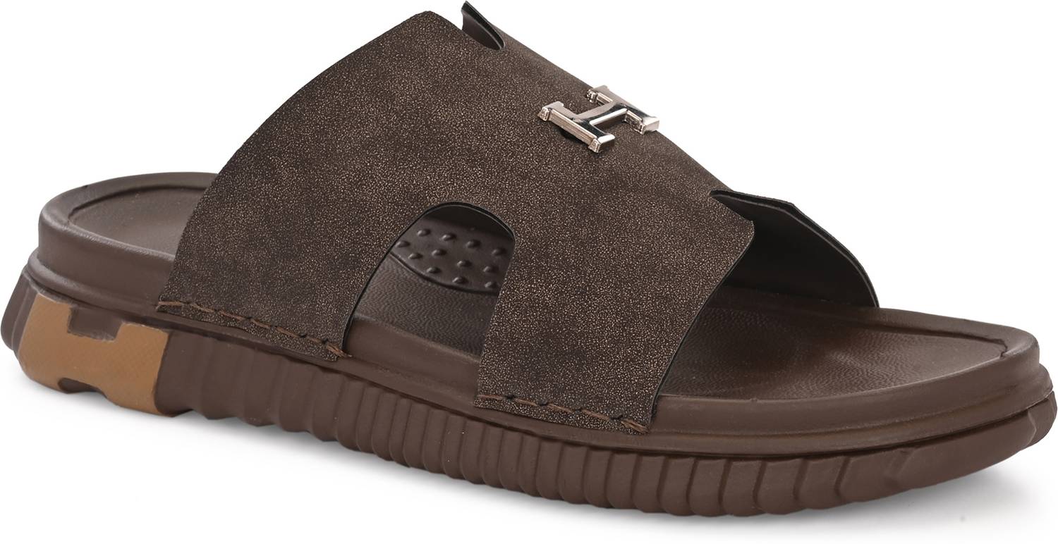 Layasa Men Brown Slides - Image 2