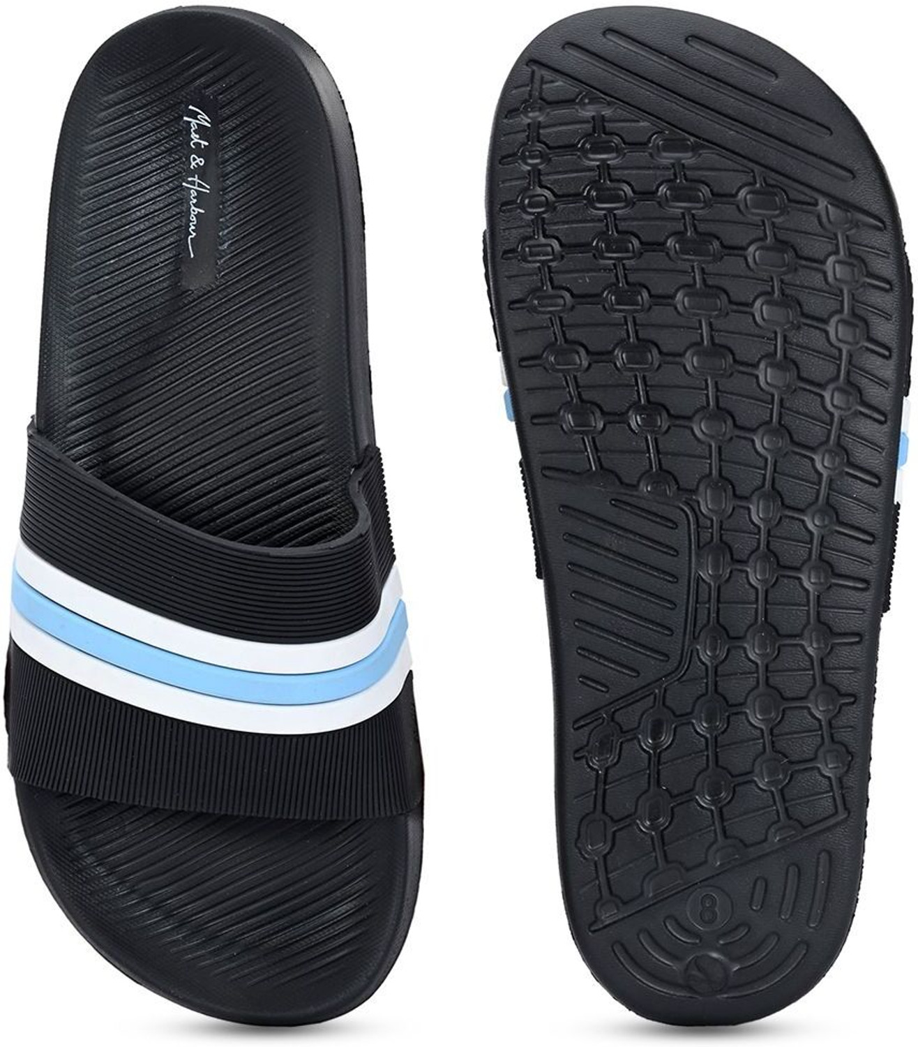 Image of Mast & Harbour Men Slides (Black, 6)
