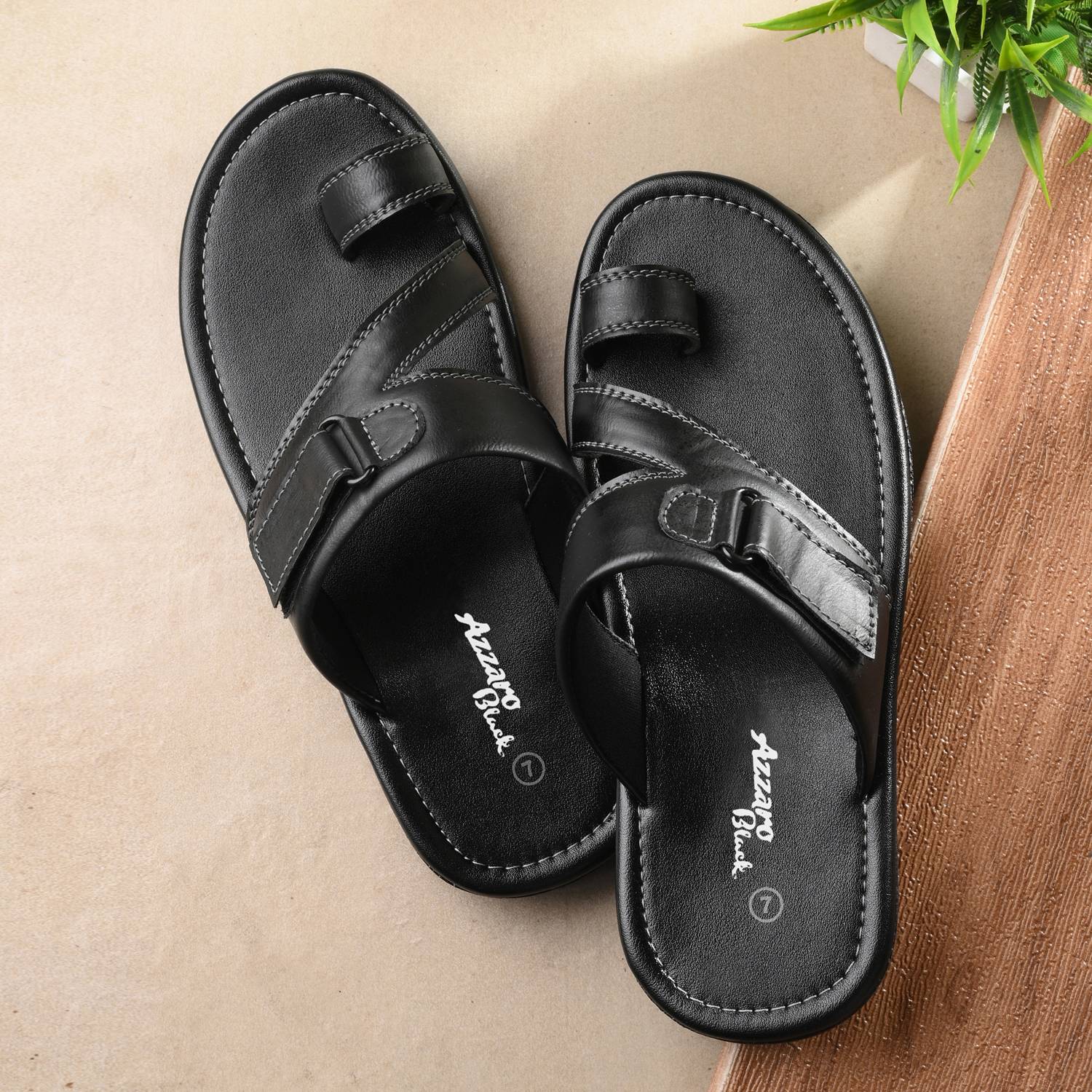 Azzaro Black Men Slippers