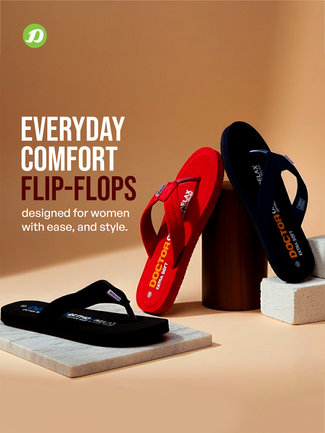 Image of DOCTOR EXTRA SOFT Women Thong Arch Support Ortho Slippers for Women|Orthopedic Diabetic & Stylish D-15 Slippers