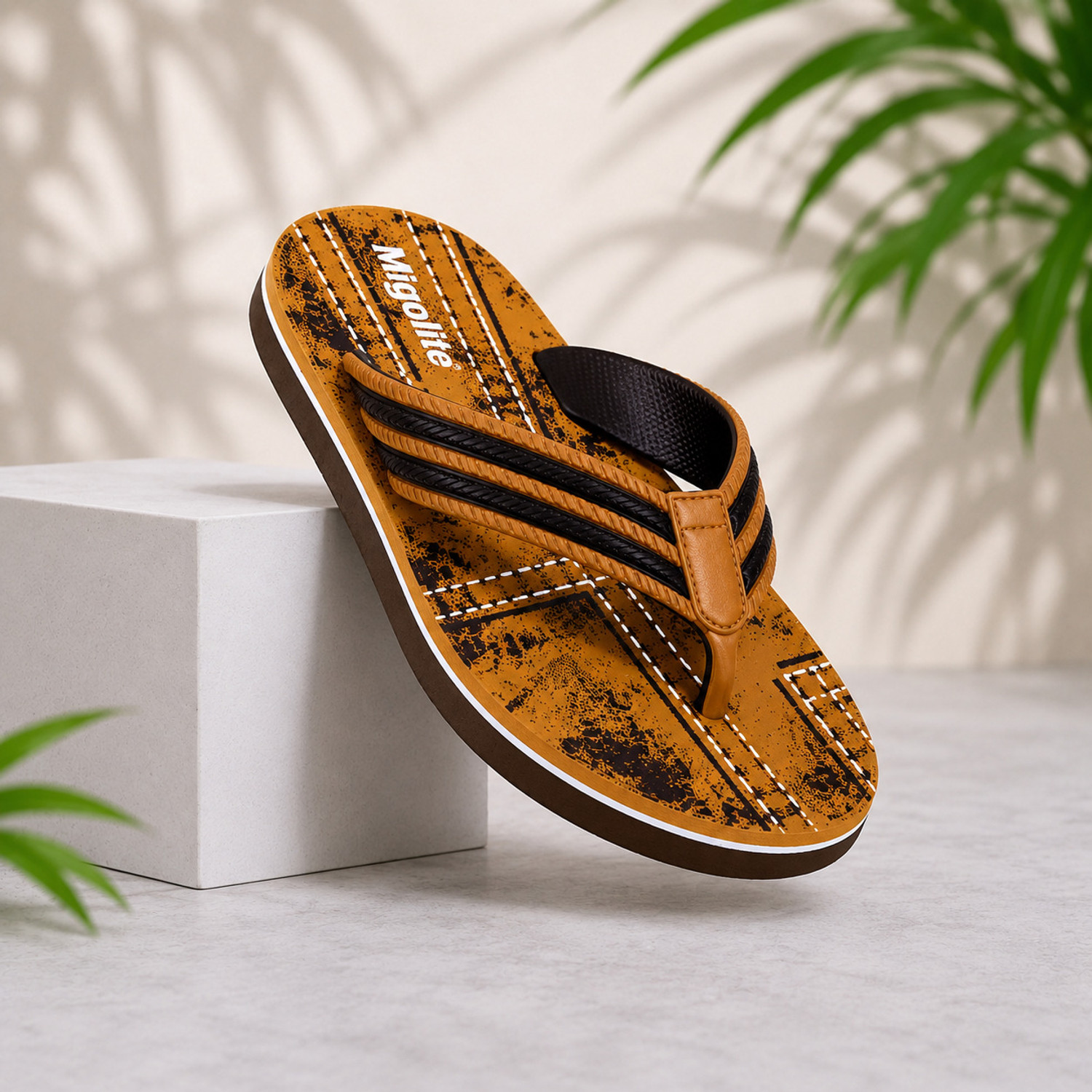 Image of MIGOLITE Men Migolite Mens Denim Print with Stylish Straps � Comfort Wear EVA Flip Flops