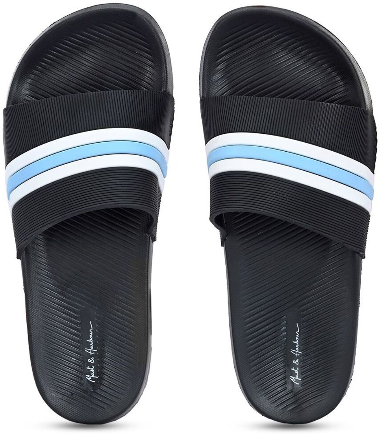 Image of Mast & Harbour Men Slides (Black, 6)