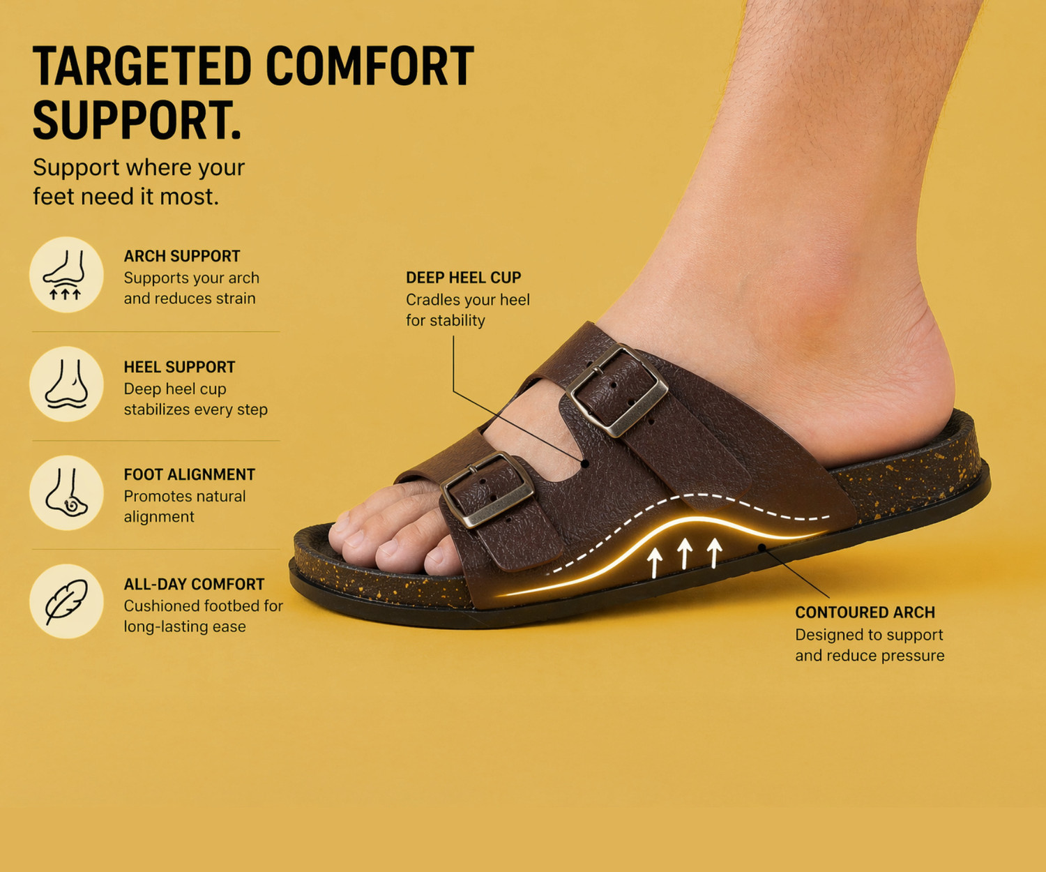 Image of Kraasa Men Men Synthetic Leather Chappal (Brown) Flip Flops