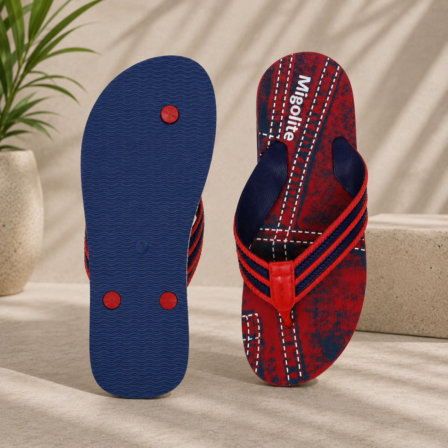Image of MIGOLITE Men Migolite Mens Denim Print with Stylish Straps � Comfort Wear EVA Flip Flops