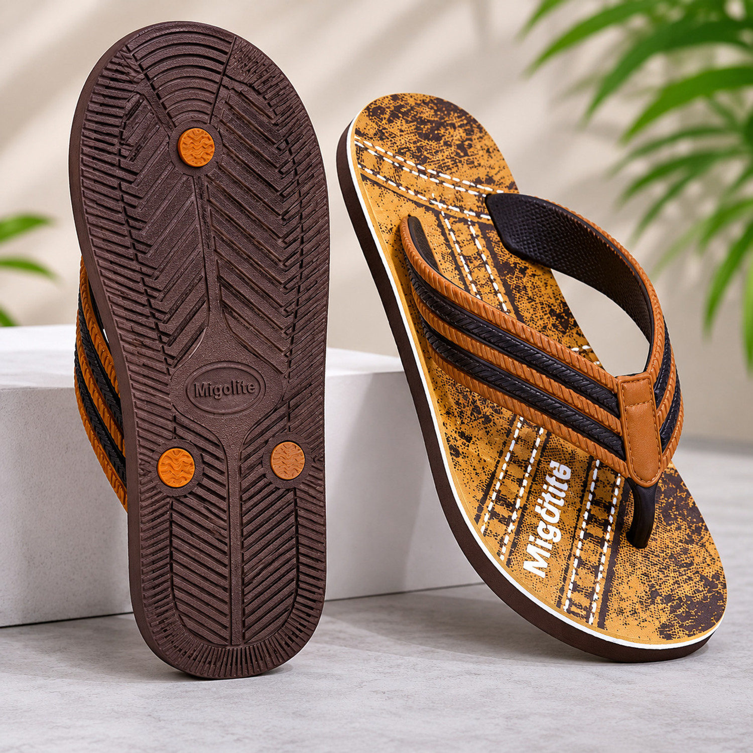 Image of MIGOLITE Men Migolite Mens Denim Print with Stylish Straps � Comfort Wear EVA Flip Flops