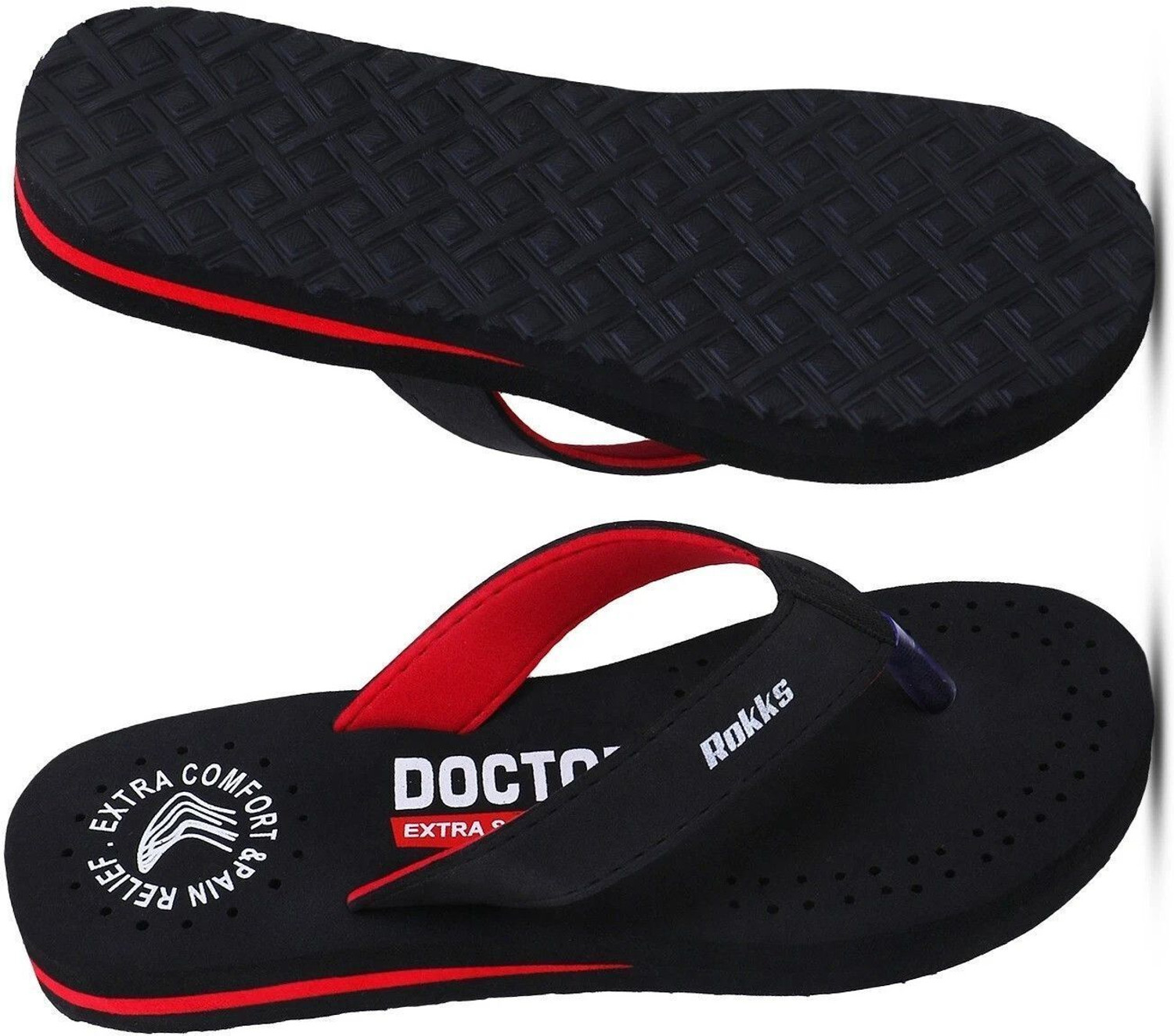 Image of ROKKS Women's Premium Slippers | Lightweight, Washable & Comfortable Women Flip Flops (Black, 6)