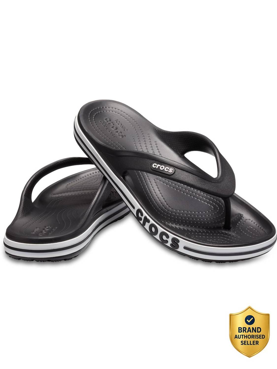 CROCS Unisex Bayaband Flip Flops (Black)