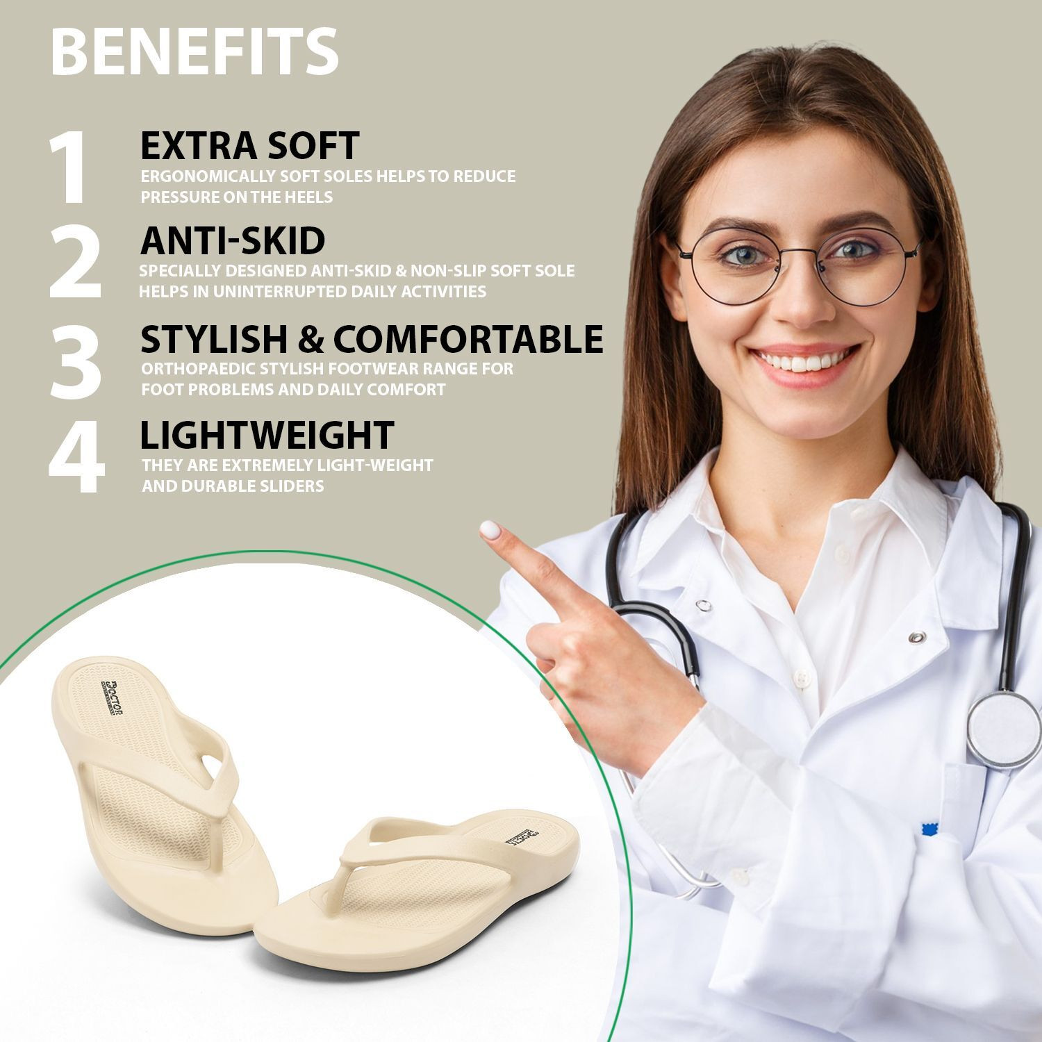 Image of Doctor Health Super Soft Women Orthopaedic Comfort|Soft|EVA Sole|Anti-Skid|Comfort|Daily Wear Flip Flops