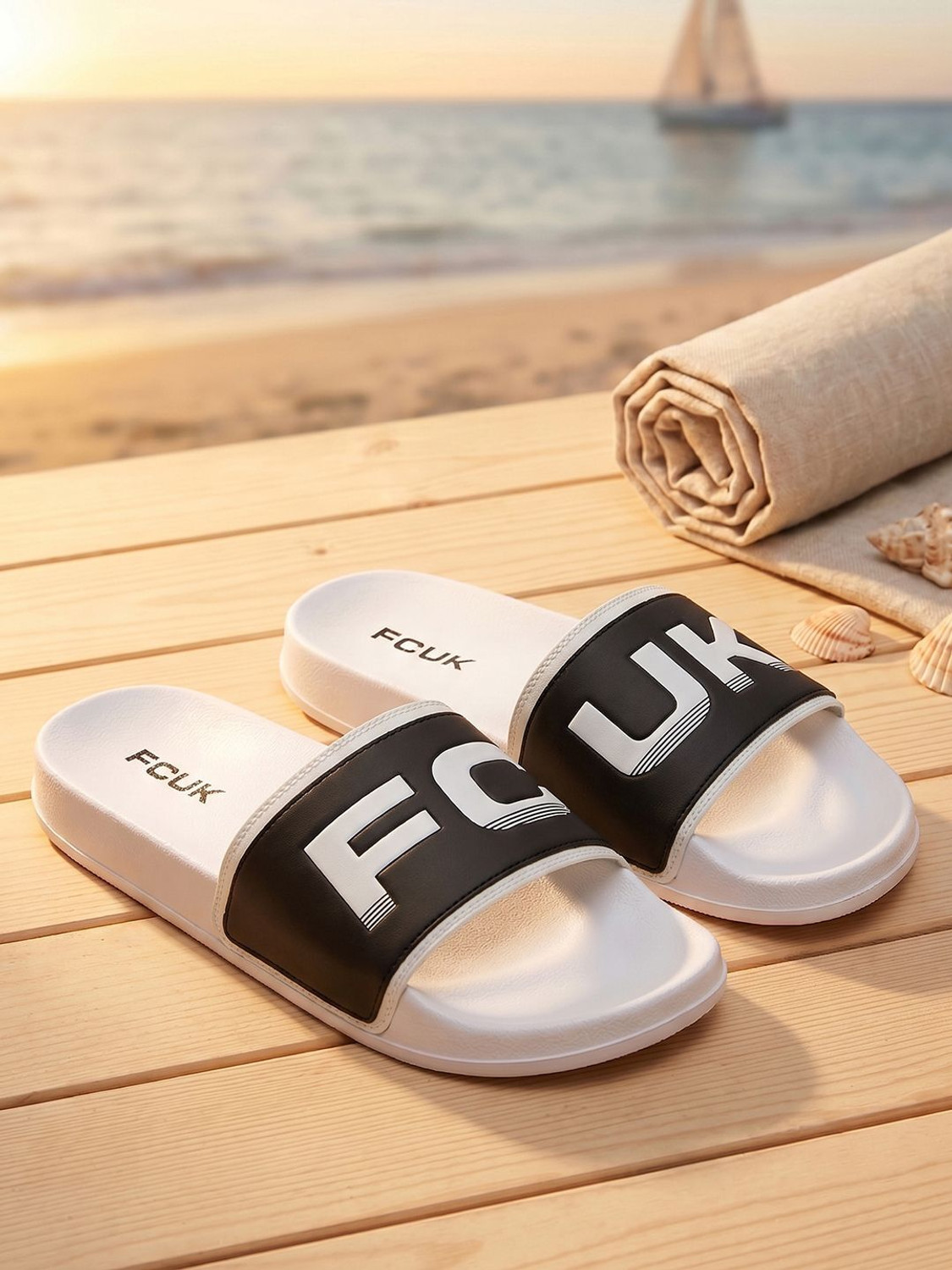 Image of FCUK Men Slippers (White, 8)