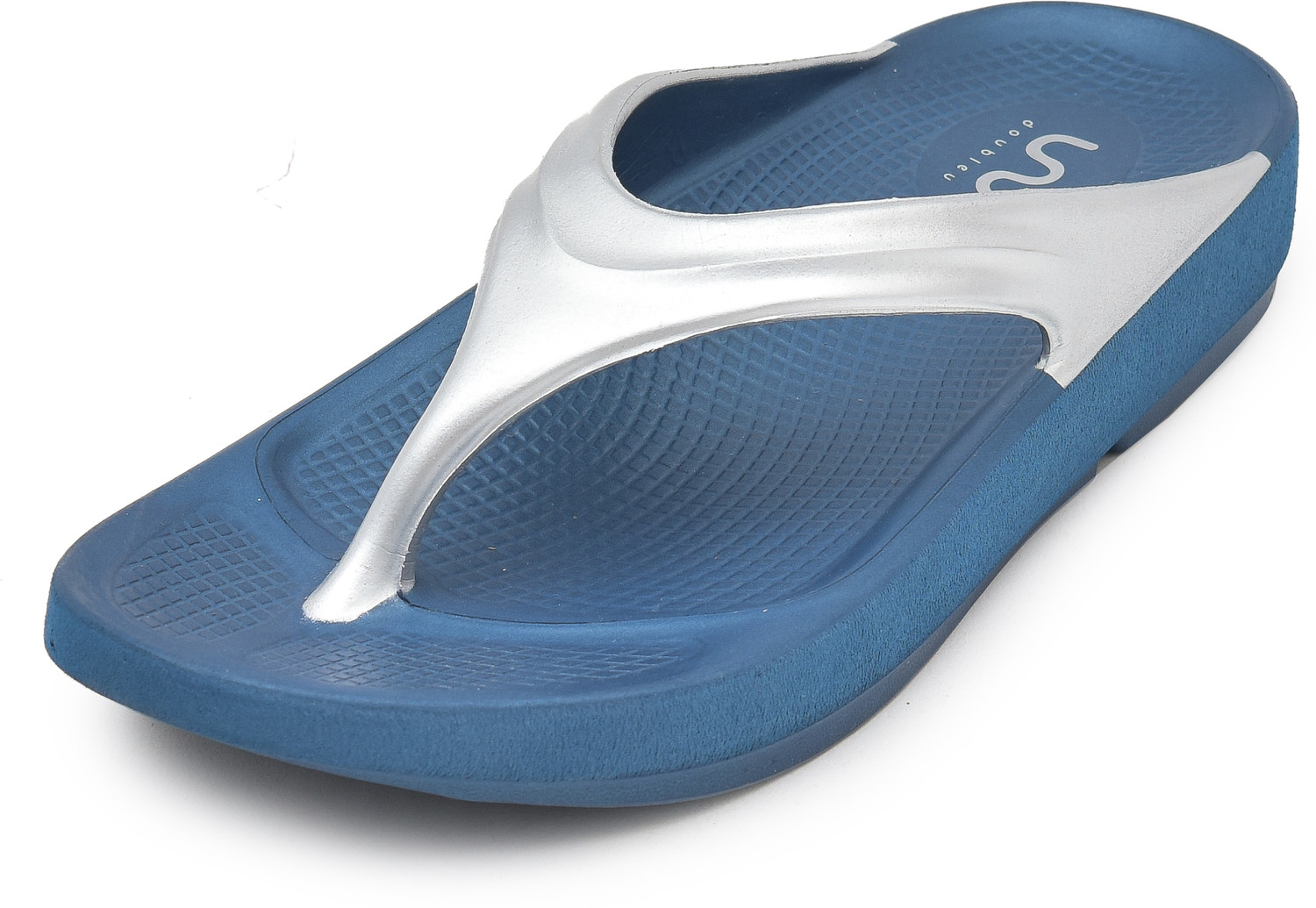 Image of Doubleu Women Women Clasic V Shape Metal Blue+Silver Flip Flops