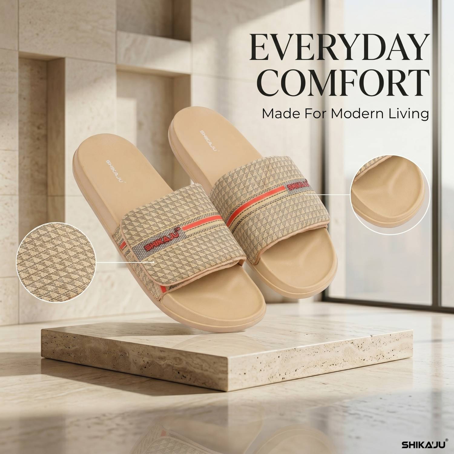 SHIKAJU Men Slides Beige - Image 4