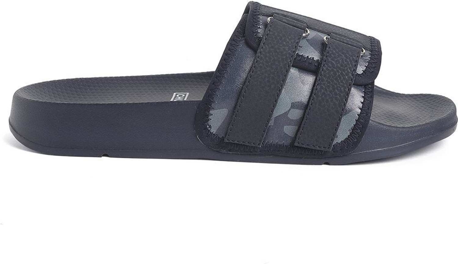 Image of Chupps Men Camo Secure Navy Blue Slides Soft Lightweight Flip Flops For Slides