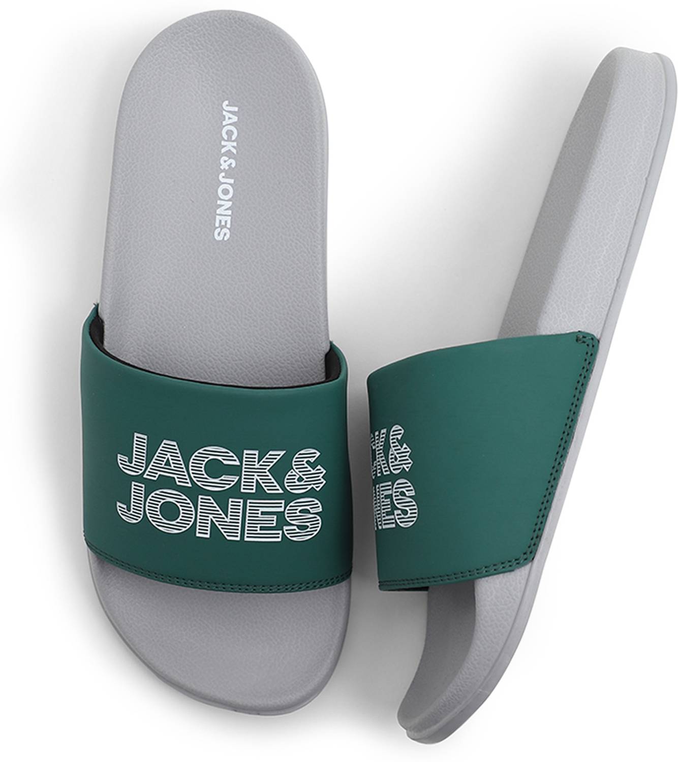 JACK & JONES Men Green Slides - Image 3