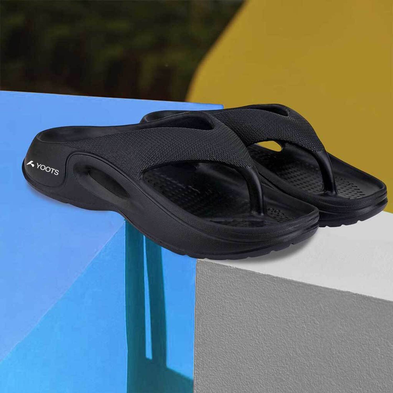 Yoots Men Black Flip Flops - Image 2