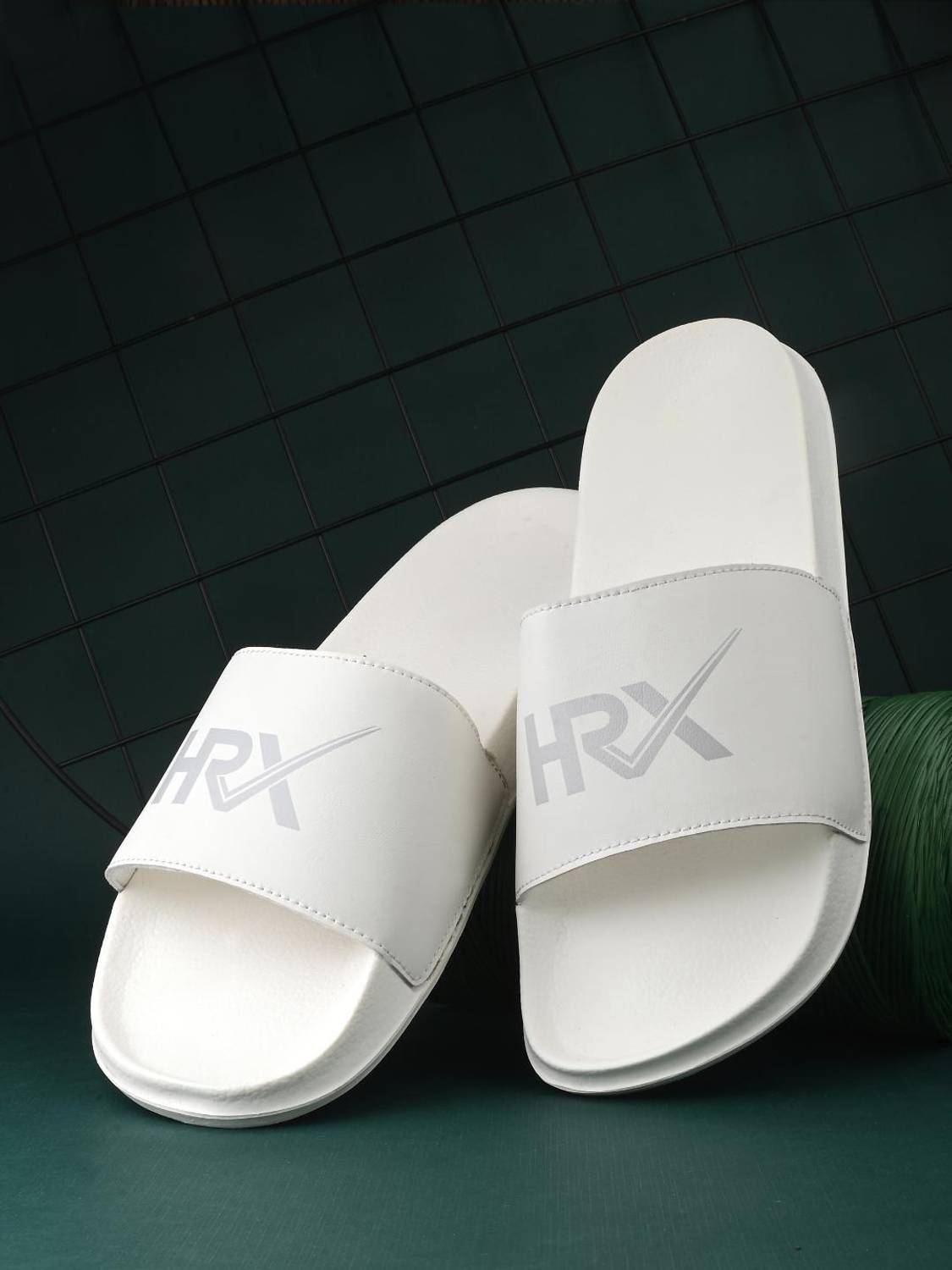 HRX by Hrithik Roshan Men White Slides - Image 1