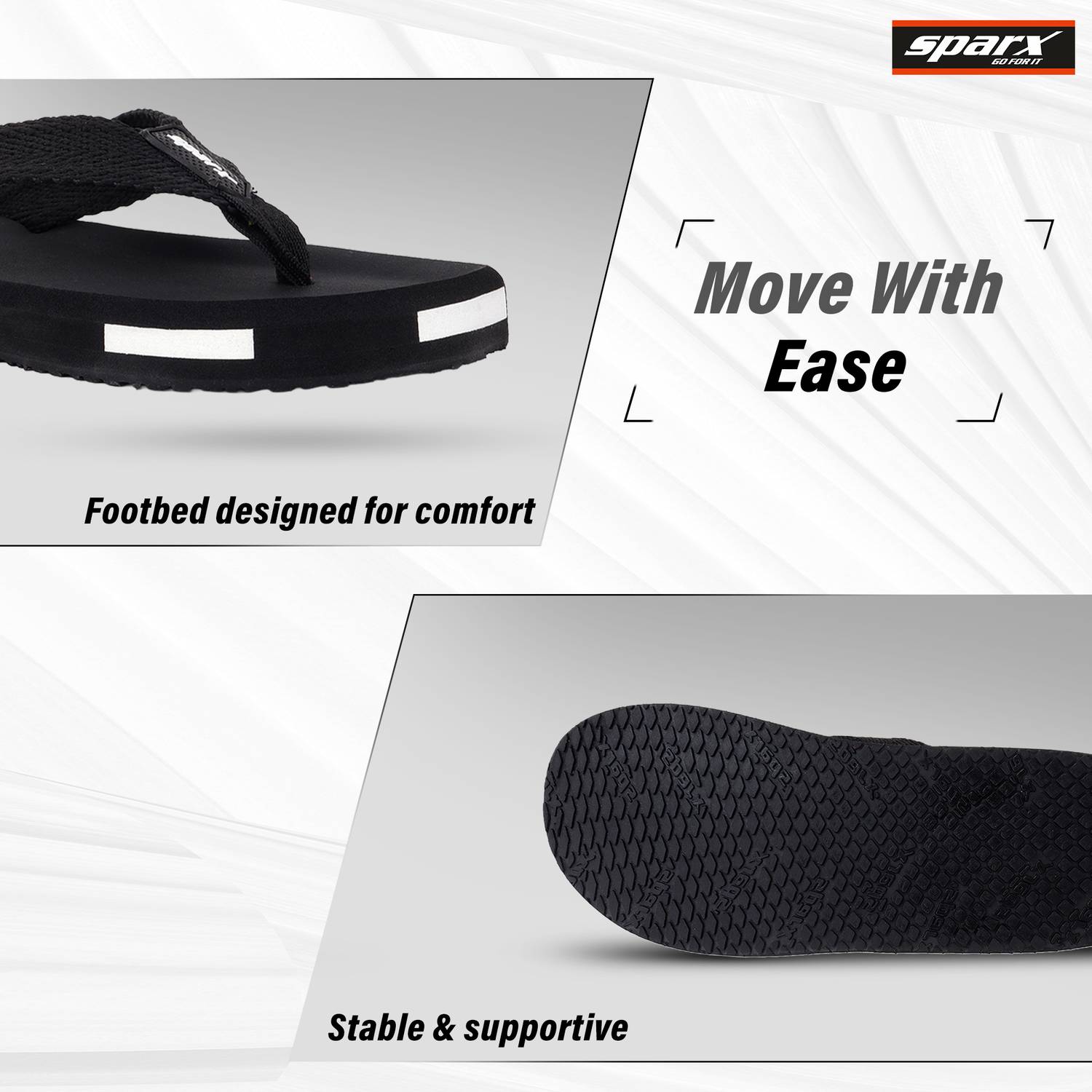 Sparx Men Black Flip Flops - Image 4