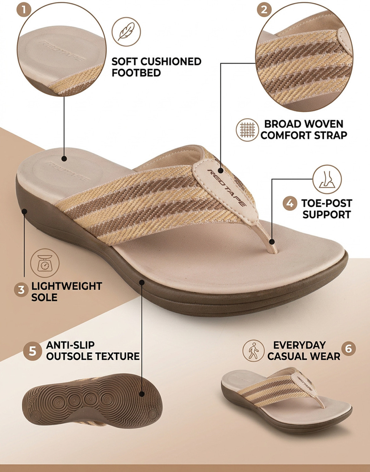 Image of RED TAPE Women Flip Flops