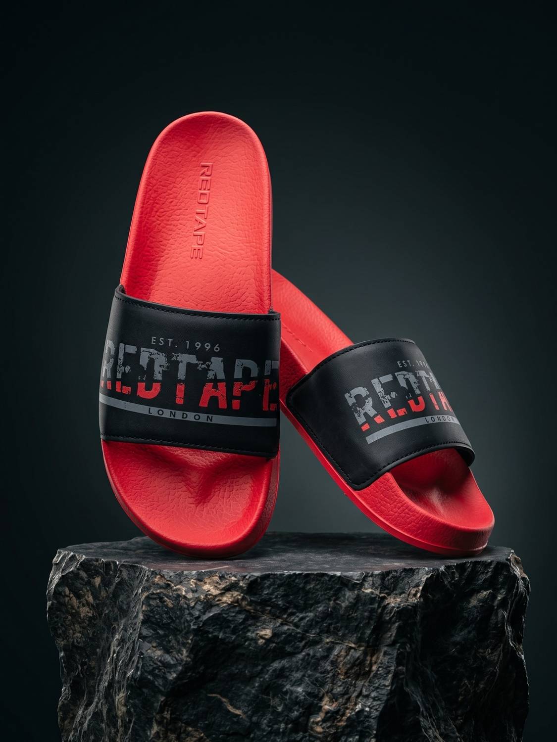 RED TAPE Men Red Slides - Image 1