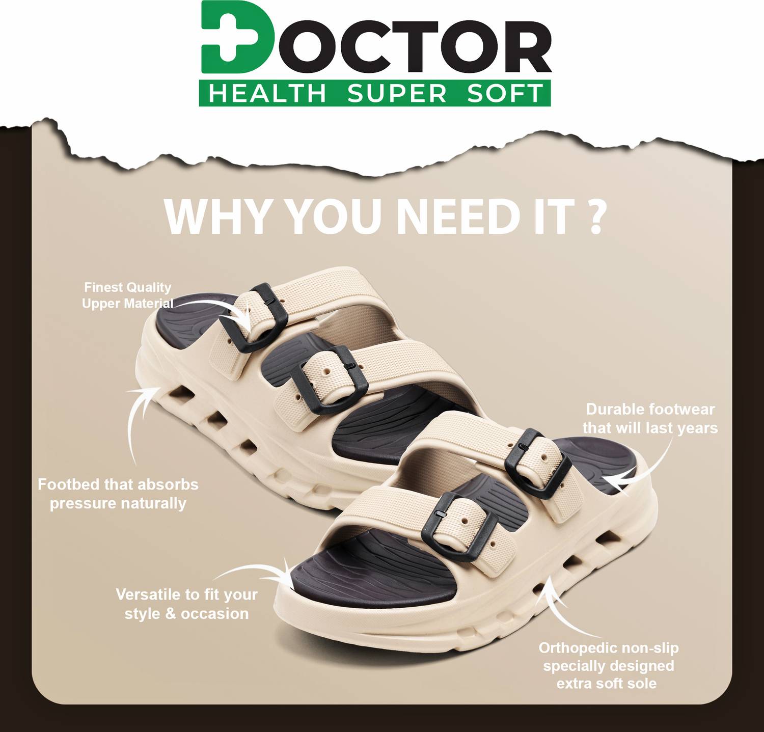 Doctor Health Super Soft Men EVA Double Strap Sandals - Image 4