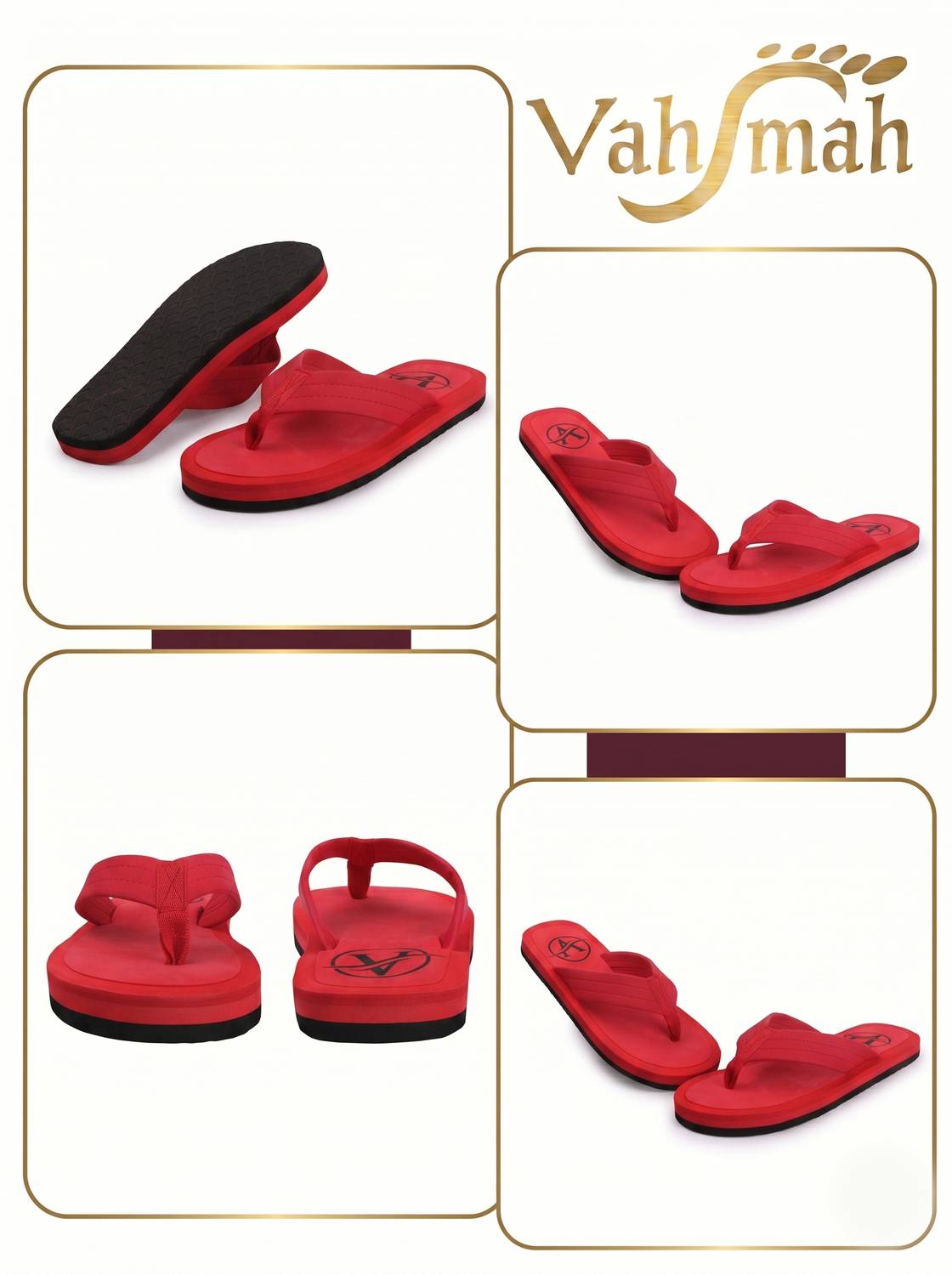 VAHMAH Men Red Flip Flops - Image 5