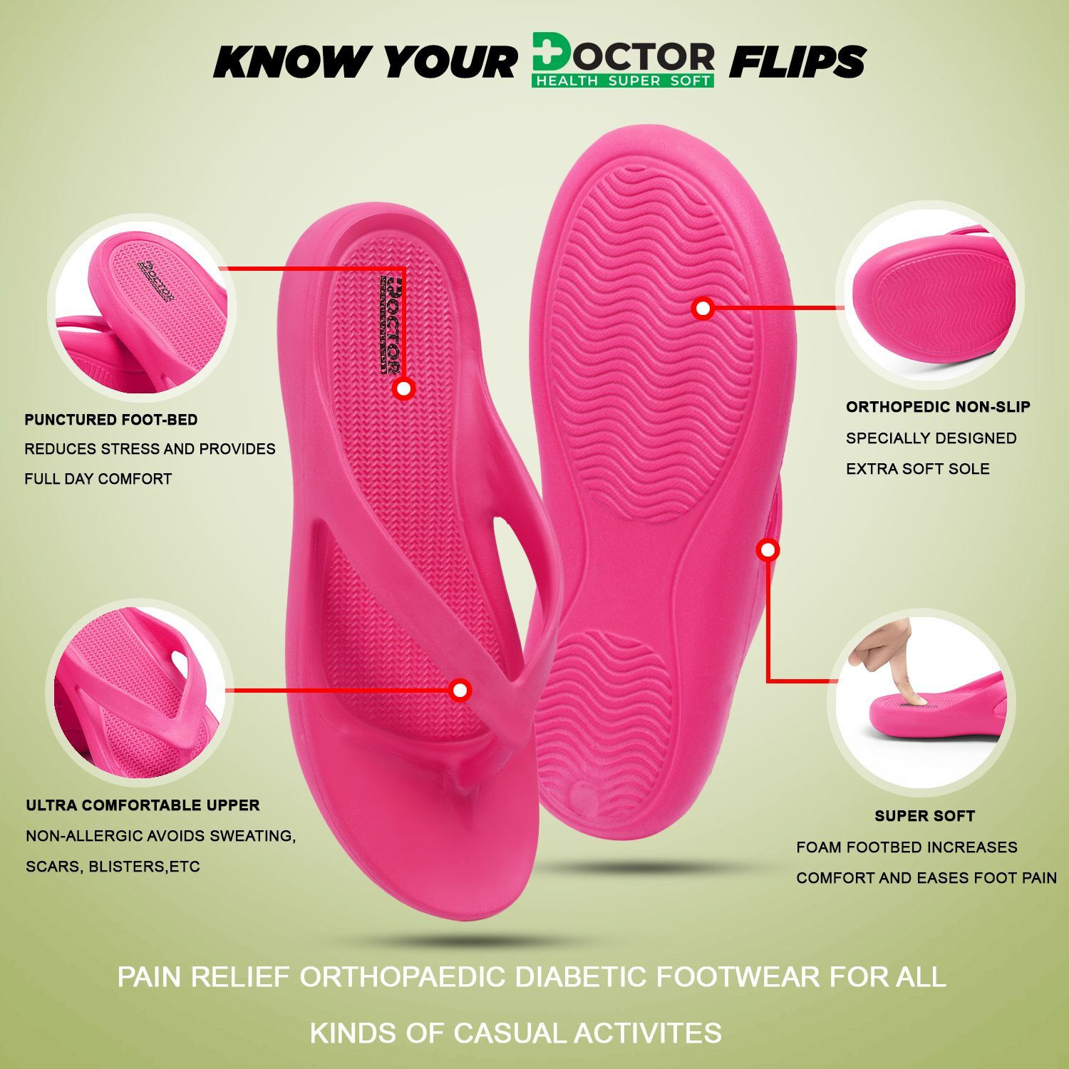 Image of Doctor Health Super Soft Women Orthopaedic Comfort|Soft|EVA Sole|Anti-Skid|Comfort|Daily Wear Flip Flops