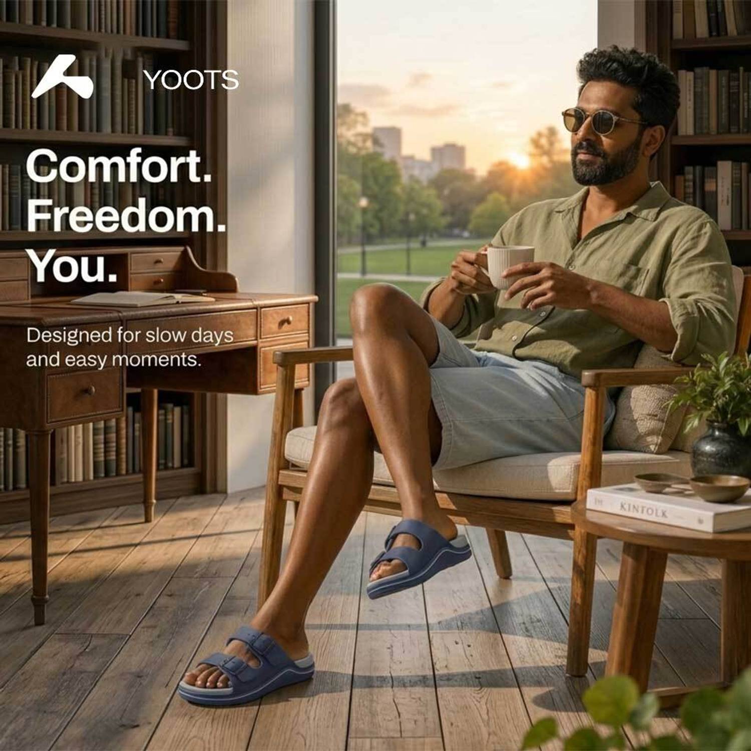 Yoots Men Blue Flip Flops - Image 3