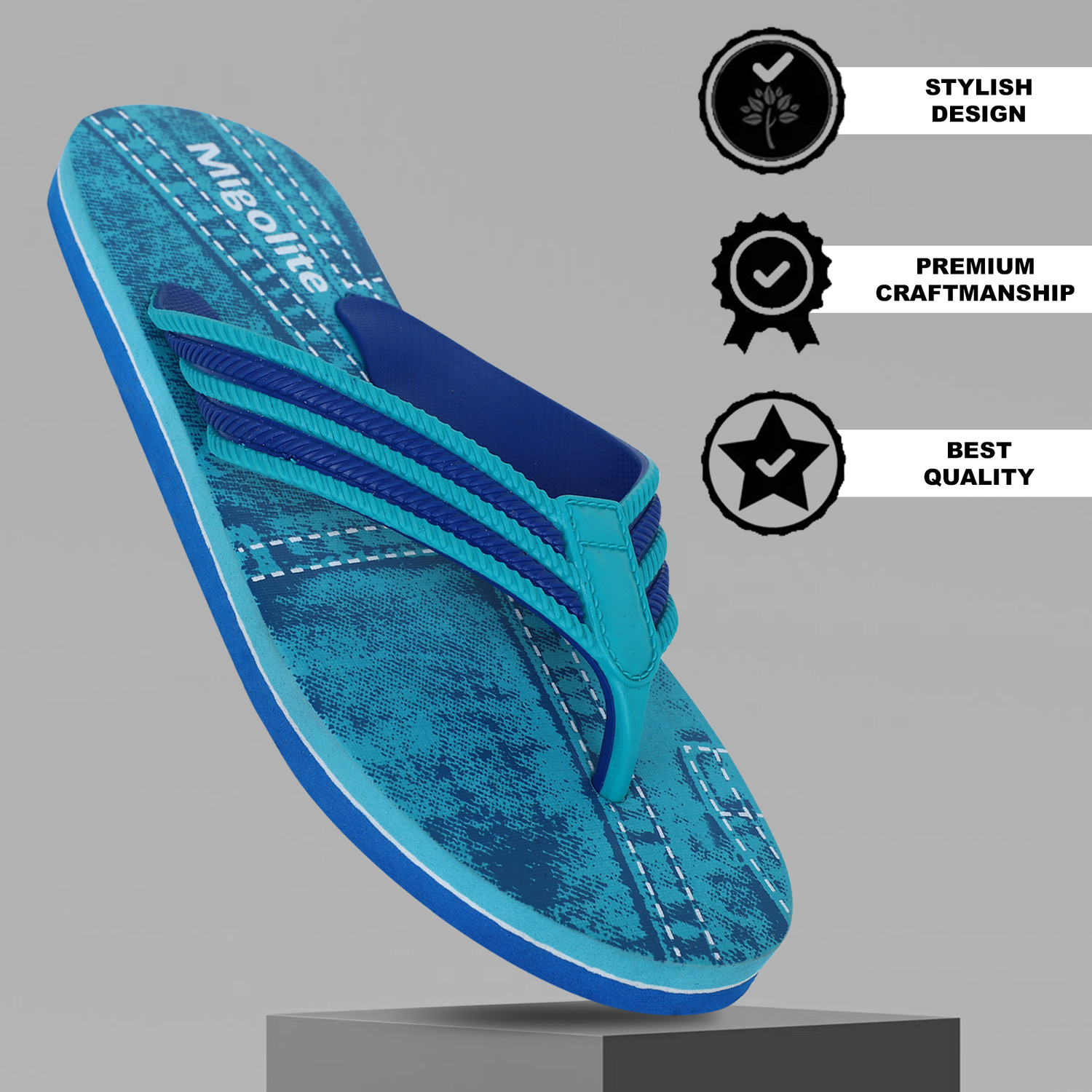 Image of MIGOLITE Men Migolite Mens Denim Print with Stylish Straps � Comfort Wear EVA Flip Flops