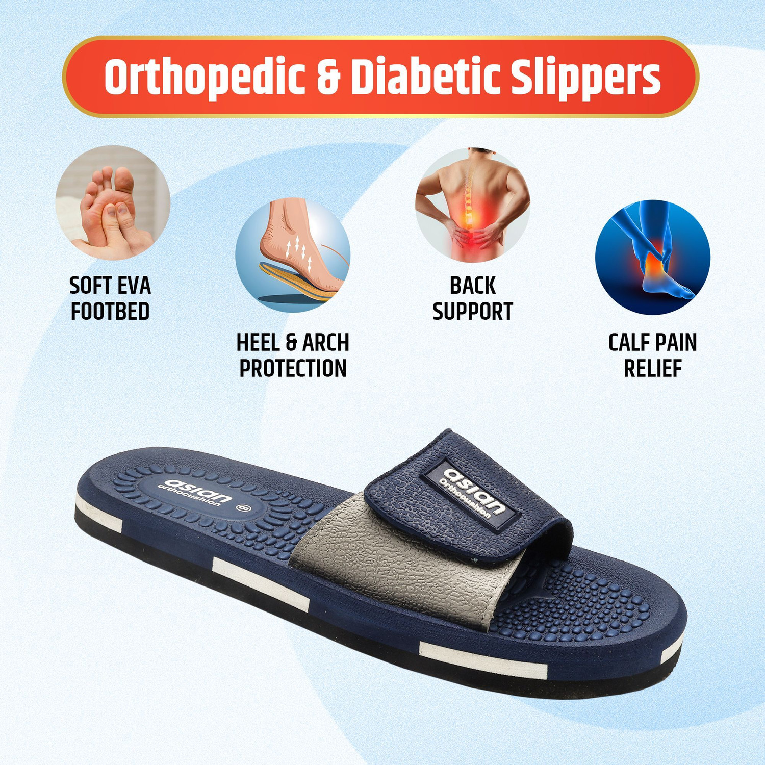 Image of asian Men Doctor Soft Cushion Slippers for Men | Ultra Soft Comfort with Arch Support Slides